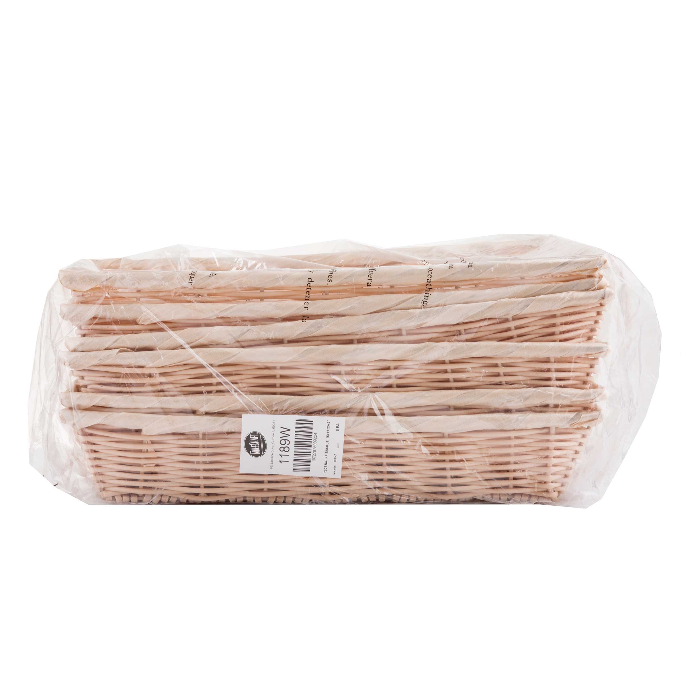 Tablecraft Rectangular Natural Woven Basket, 16 x 11.25 inch -- 6 per case.