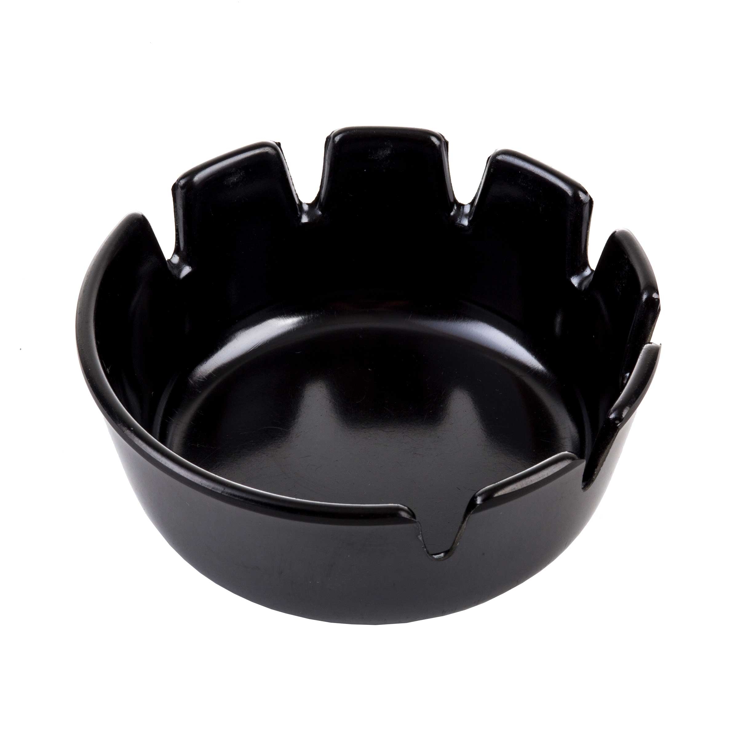 4.25 Deep Black Plastic Ashtray -- 12 per case