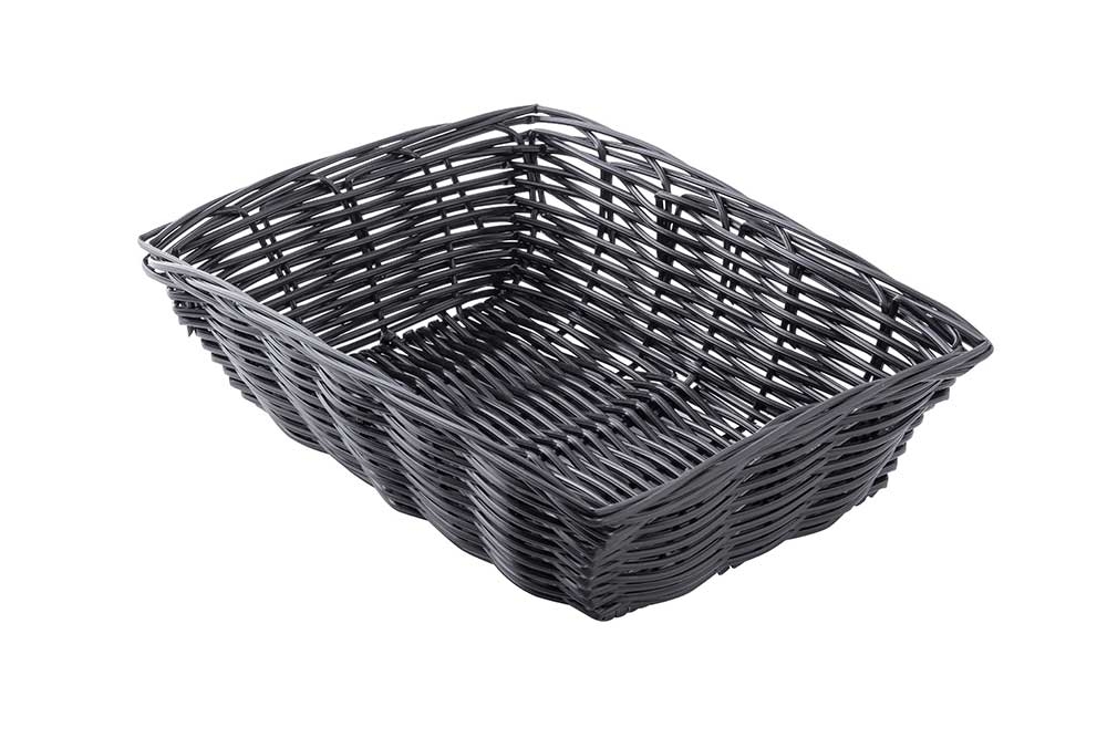 Tablecraft Polypropylene Black Rectanglar Handwoven Basket, 9 x 6 x 2.5 inch -- 12 per case