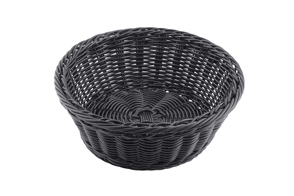 Tablecraft Handwoven Ridal Collectionl Round Serving Basket - Black Color, 8 1/4 x 3 1/4 inch -- 12 per case