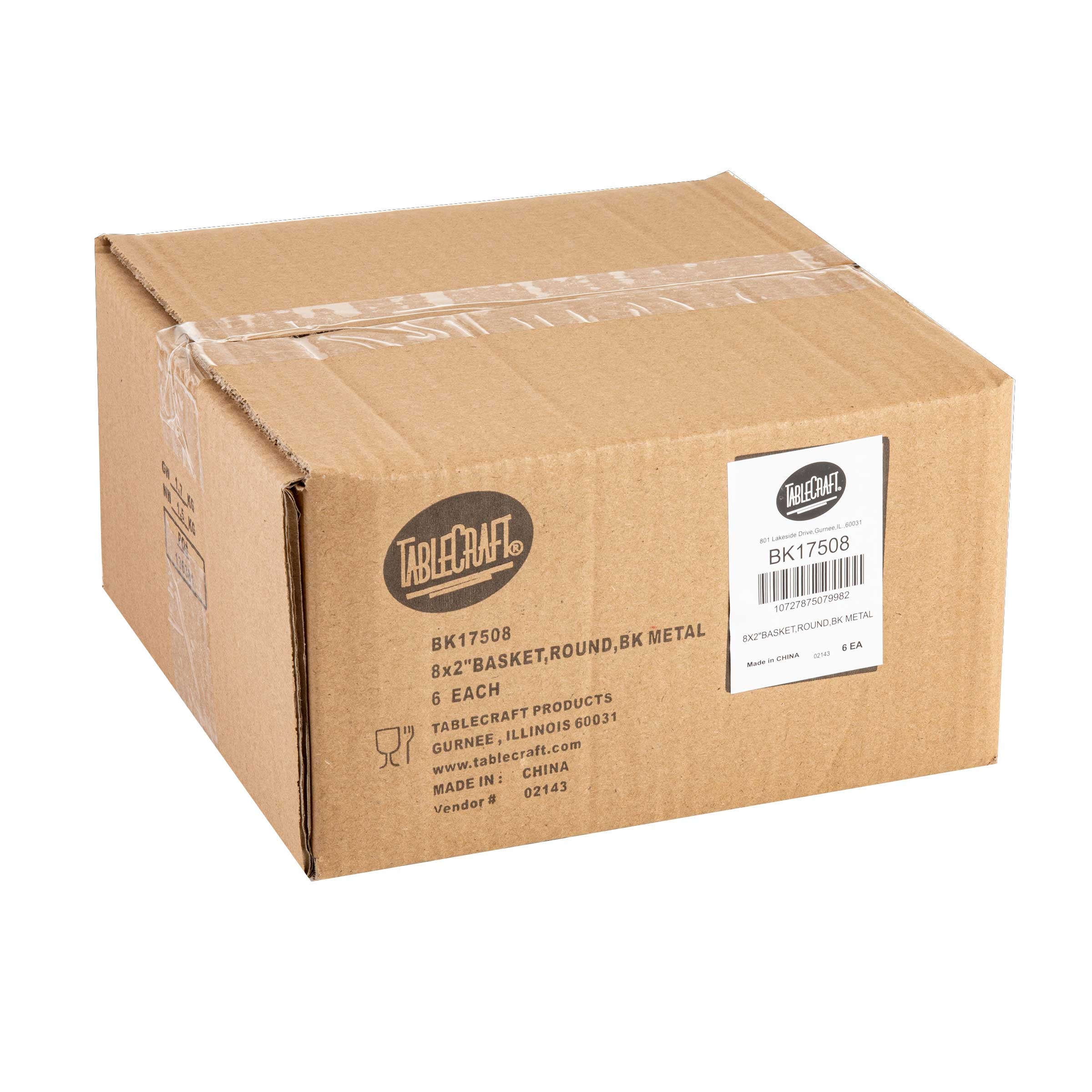 Tablecraft Artisan Collection Black Powder Coated Steel Round Basket, 8 x 8 x 2.25 inch