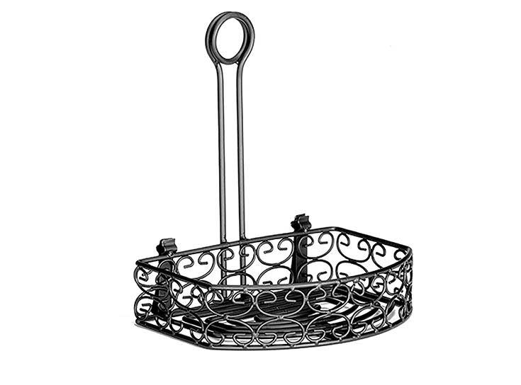Tablecraft Mediterranean Collection Versa Rack Black Powder Coated Steel Condiment Rack with Merchandising Ring, 8.5 x 5.25 x 9 inch -- 2 per case