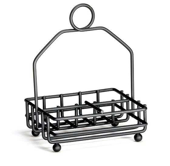 Tablecraft Heavyweight Black Powder Coated Metal Condiment Rack, 4.625 x 4.25 x 6.125 inch -- 12 per case