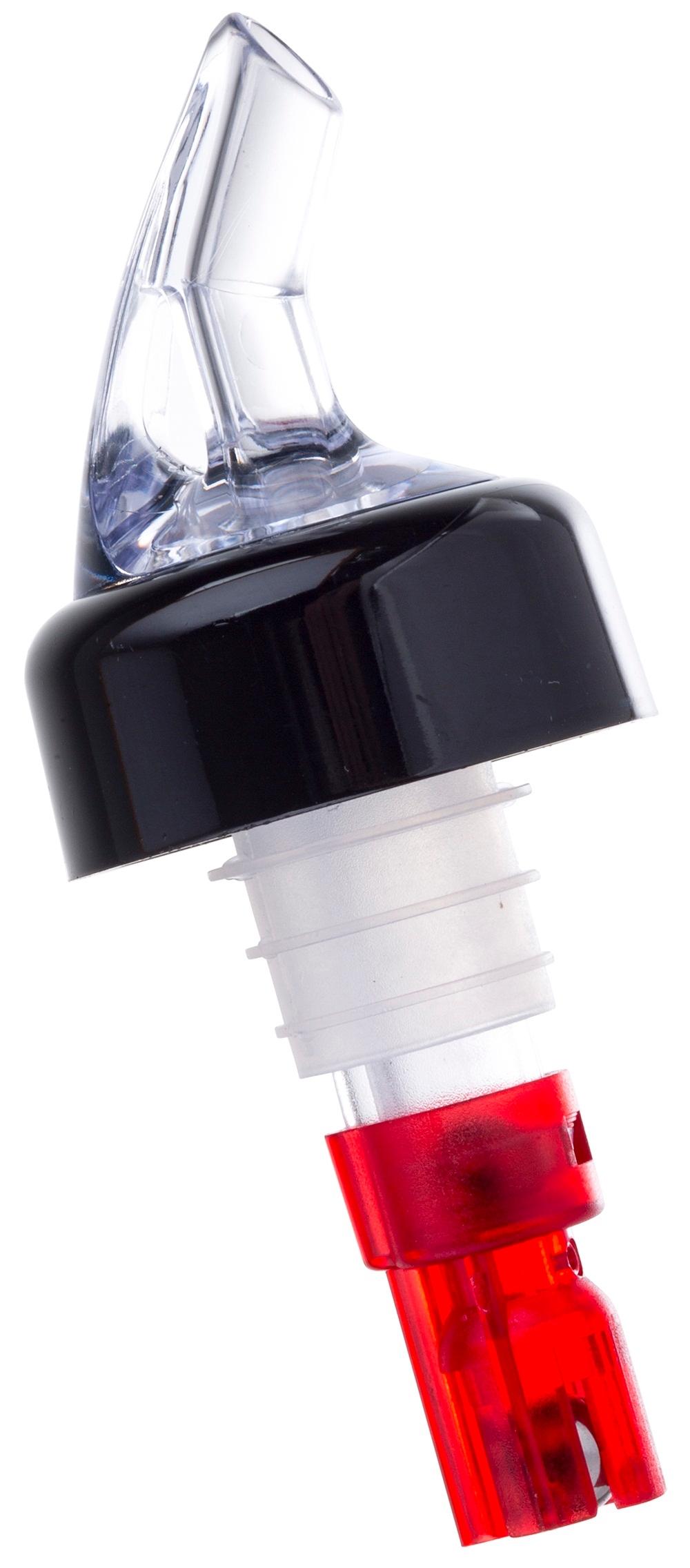 Tablecraft Clear Spout Red Tube Proper Pourer, 1 Ounce -- 12 per case