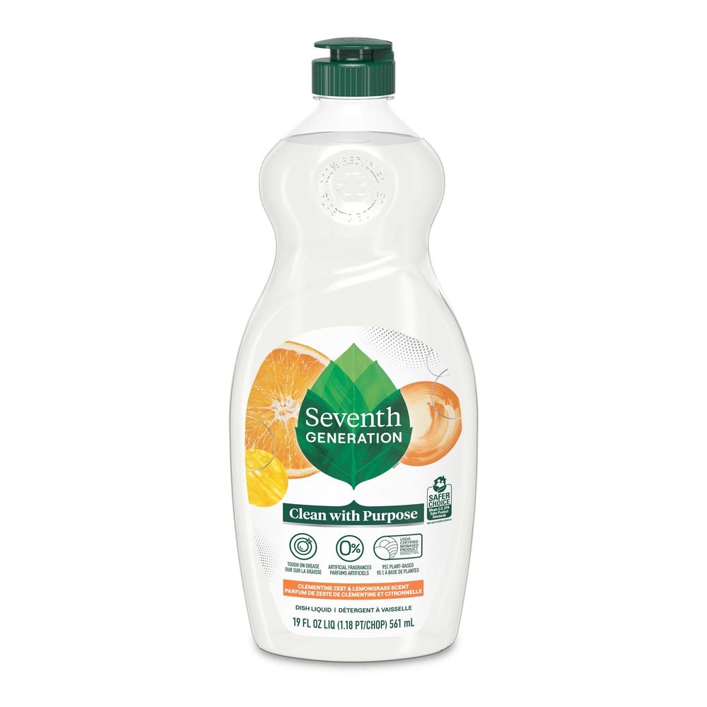 Seventh Generation Clementine Zest and Lemongrass Scent Liquid Dish Soap, 19 Ounce -- 6 per case