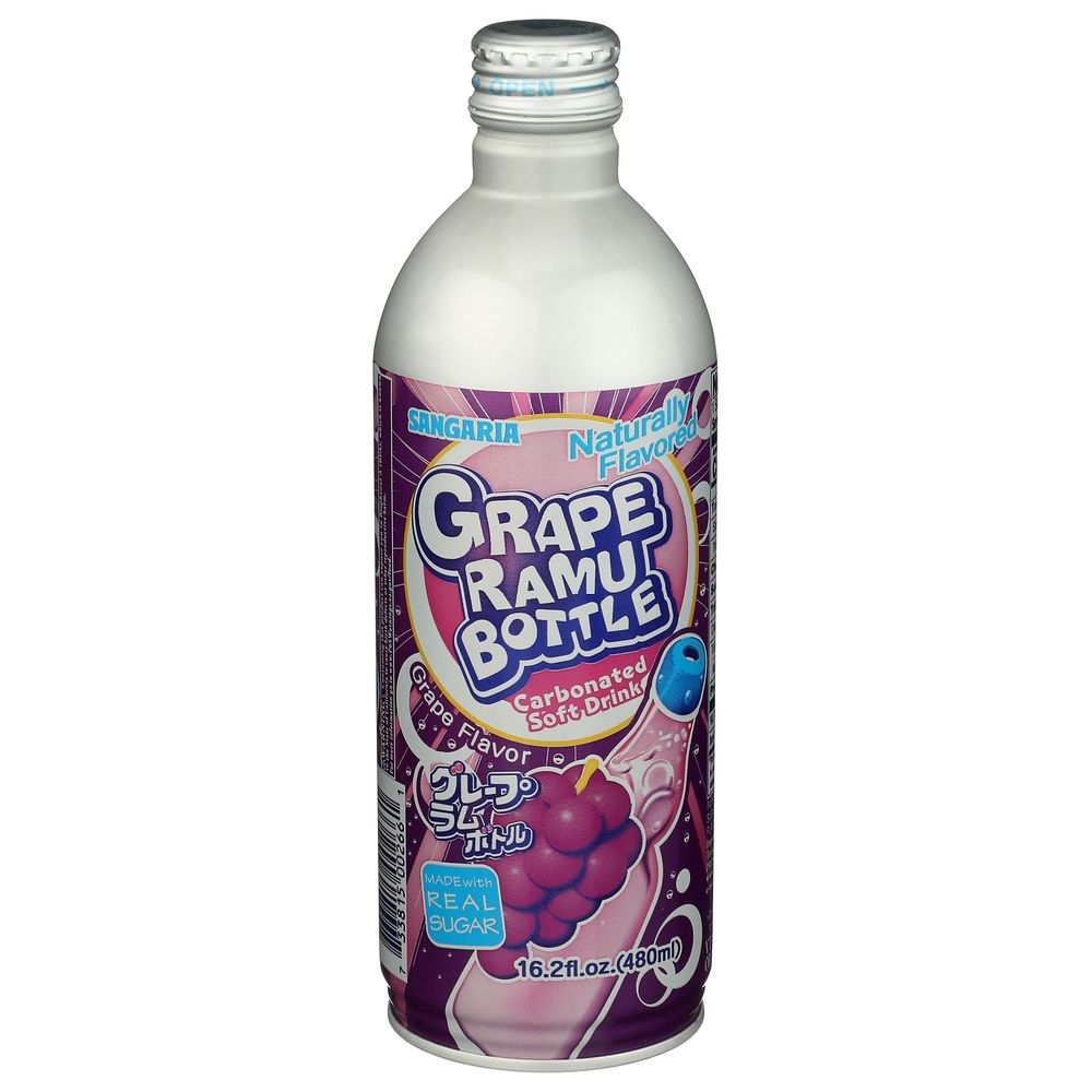 Sangaria Grape Ramune Carbonated Soft Drink, 16.2 Fluid Ounce -- 24 per case