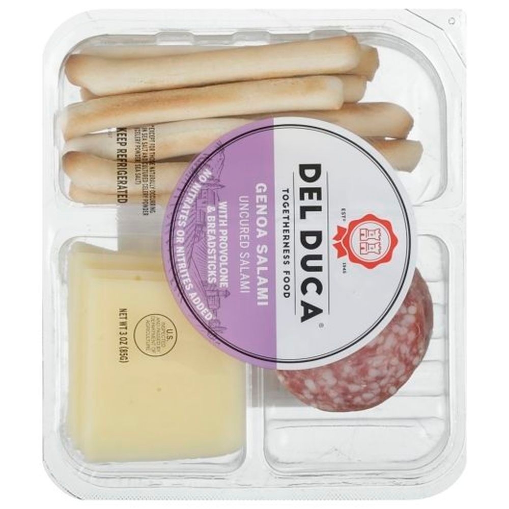 Del Duca Uncured Genoa Salami with Provolone and Breadsticks, 3 Ounce - 12 per case