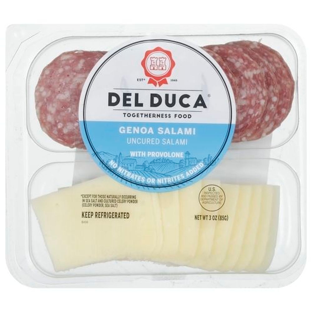 Del Duca Uncured Genoa Salami with Provolone, 3 Ounce - 12 per case