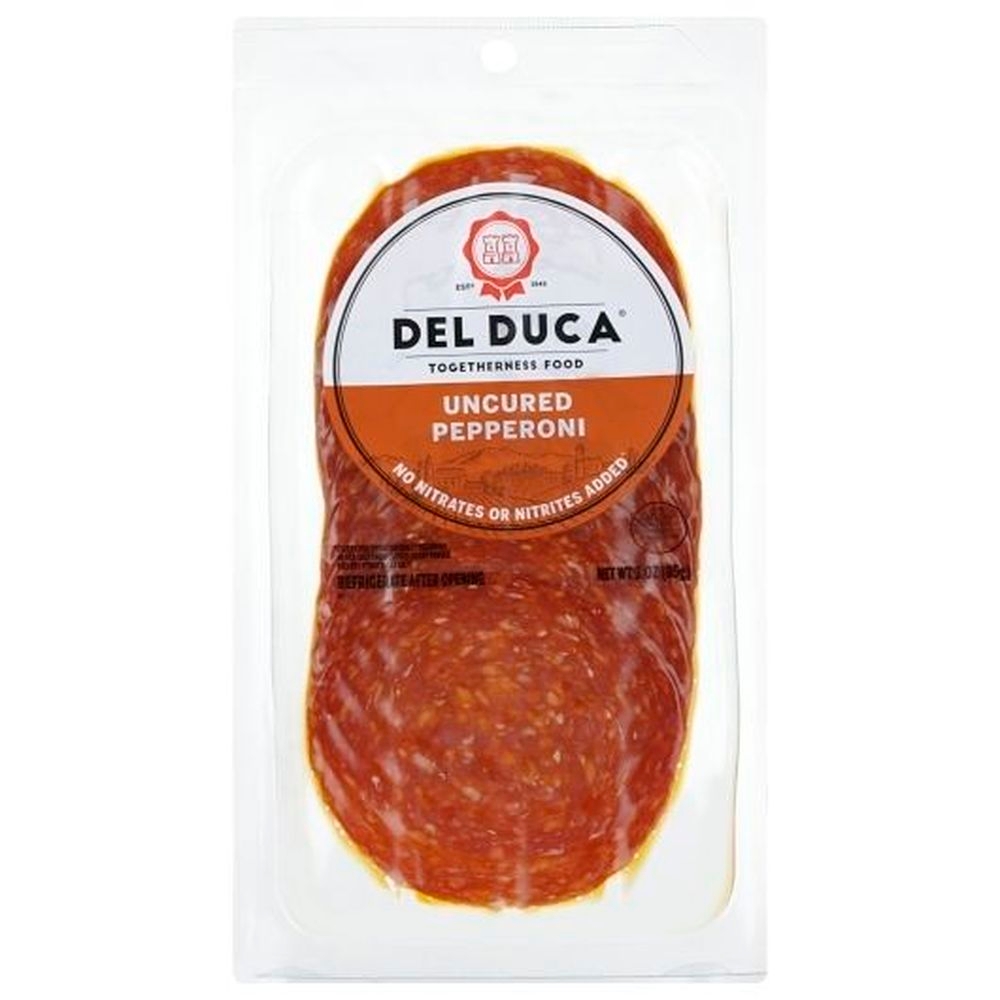 Del Duca Sliced Uncured Pepperoni, 3 Ounce - 12 per case