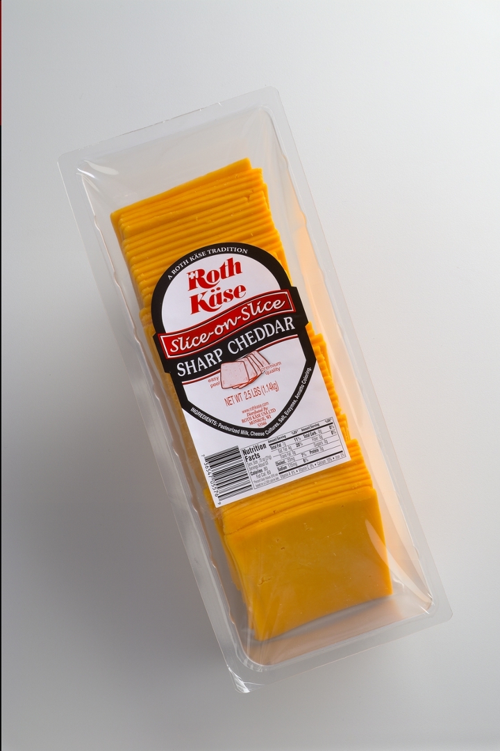 Roth Kase Slice On Slice Sharp Cheddar Cheese, 2.5 Pound -- 4 per case.