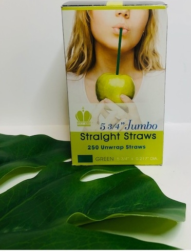 Goldmax Green Unwrapped Jumbo Straw, 5.75 inch - 250 count per pack -- 10 packs per case