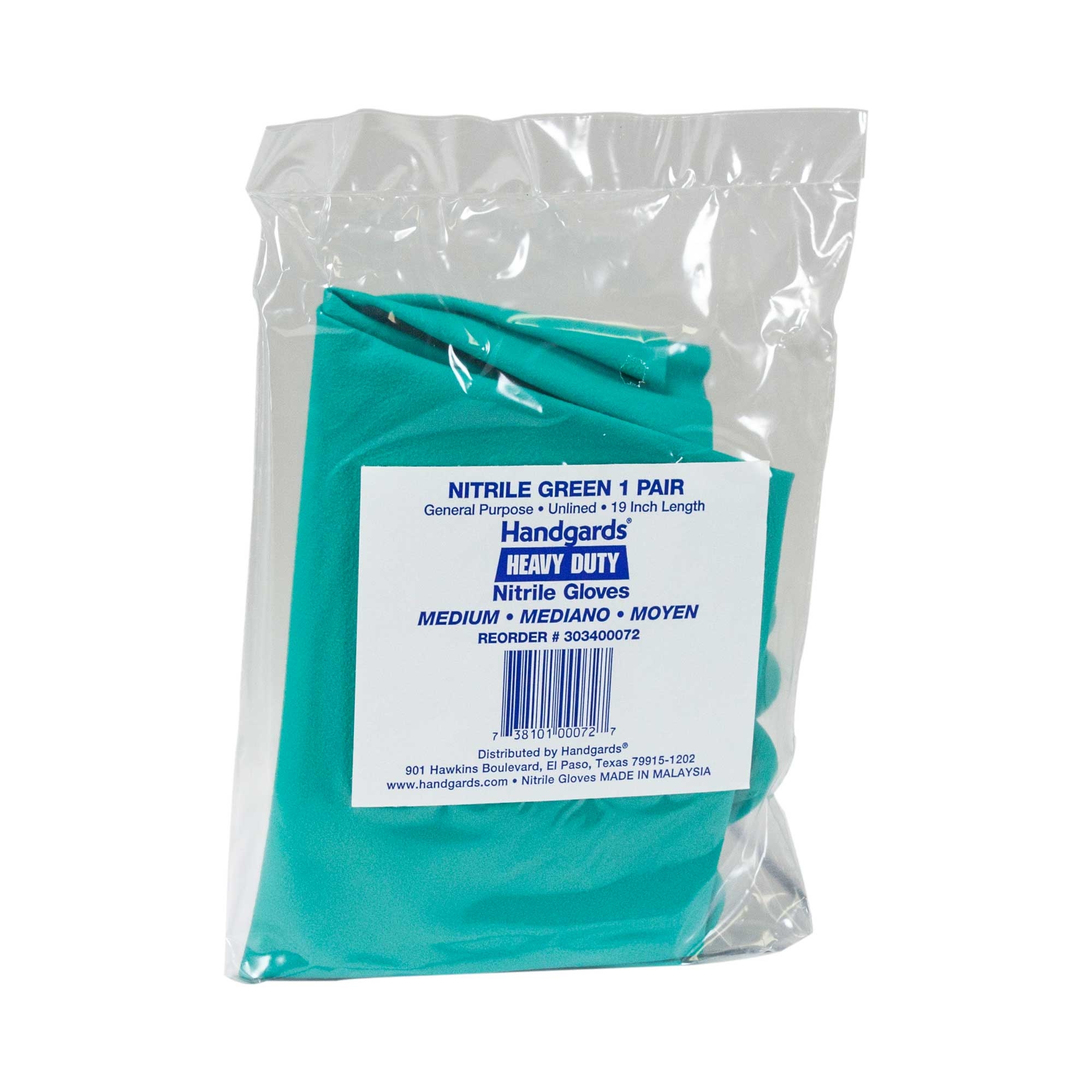 Handgards Medium Green Heavy Duty Utility Un Lined Reusable Glove, 19 Inch -- 12 Per Case