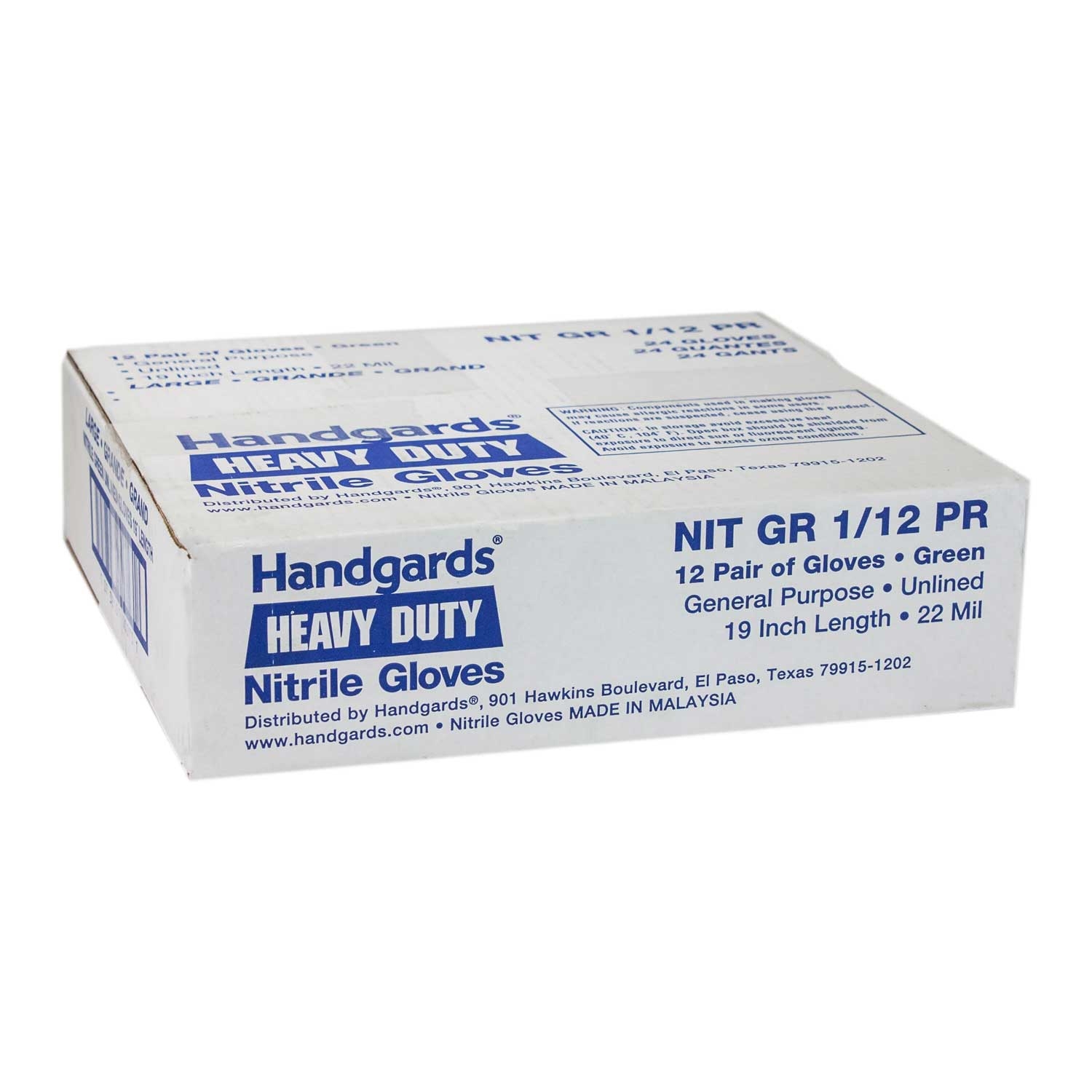 Heavy Duty Large, Unlined Green, Nitrile Reusable Glove 19 inch, 1 piece pack -- 12 per case.