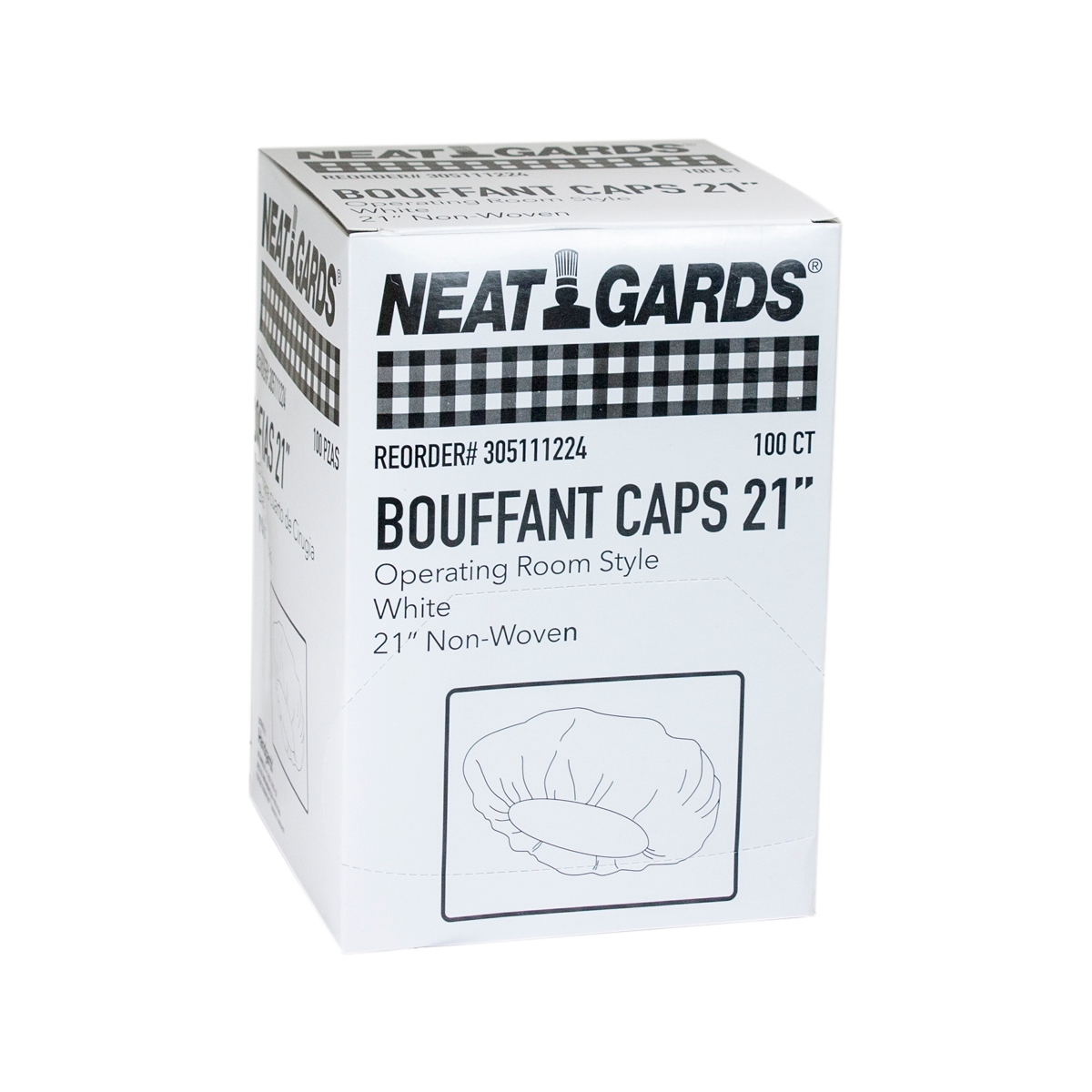 NeatGards White Paper Pleated Disposable Bouffant Cap, 21 inch -- 500 per case.