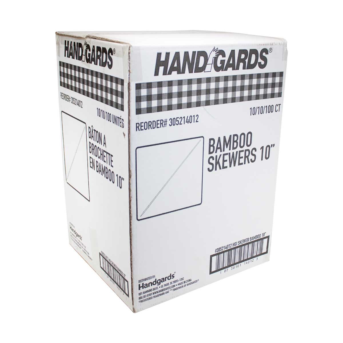 Handgards Disposable Bamboo Skewer, 10 inch -- 10000 per case.
