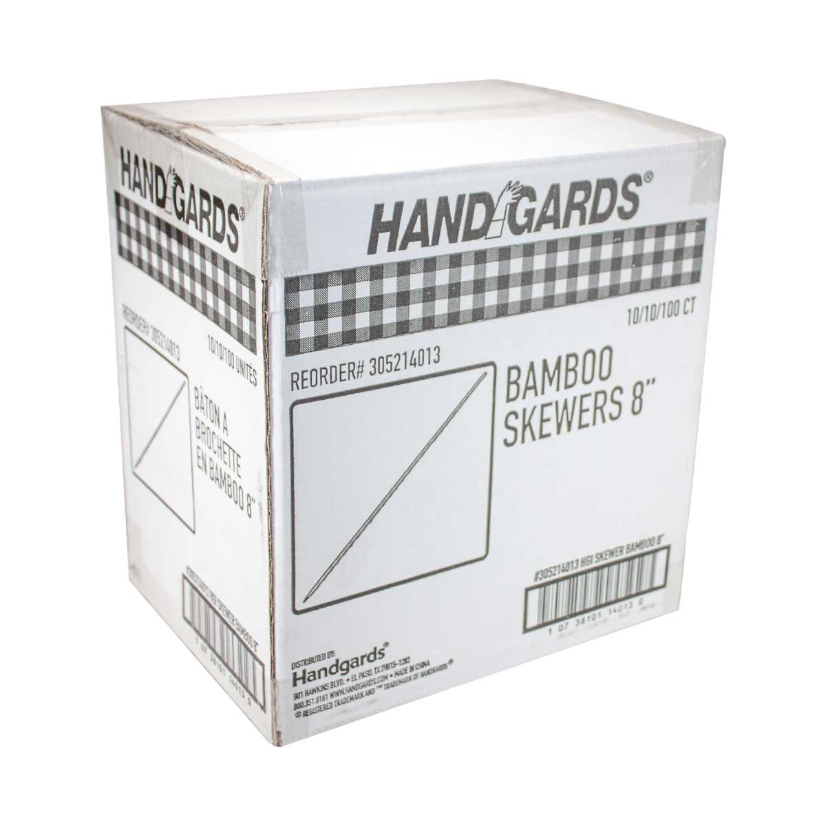 Handgards Disposable Bamboo Skewer, 8 inch -- 10000 per case.