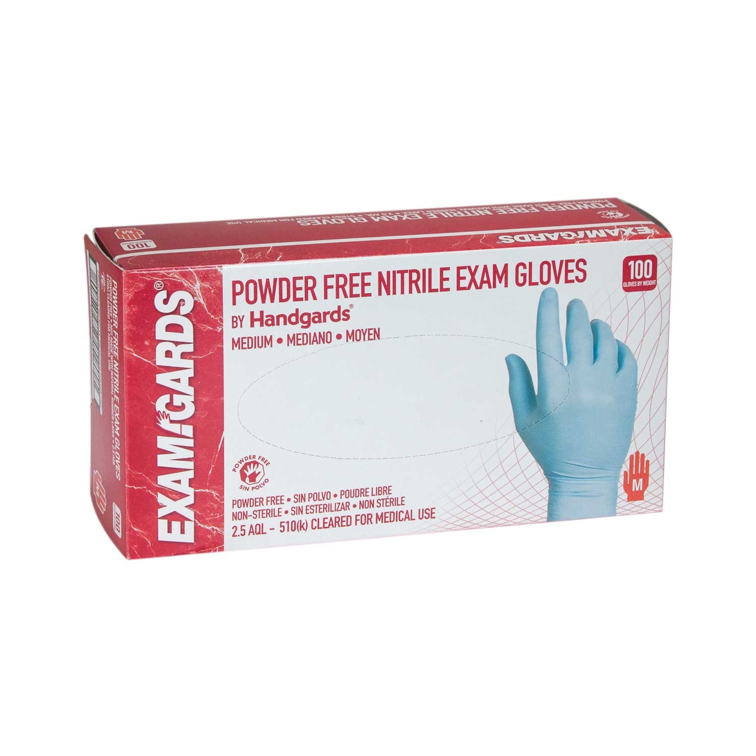 Handgards ExamGards Blue Medium Disposable Nitrile Gloves -- 1000 per case.