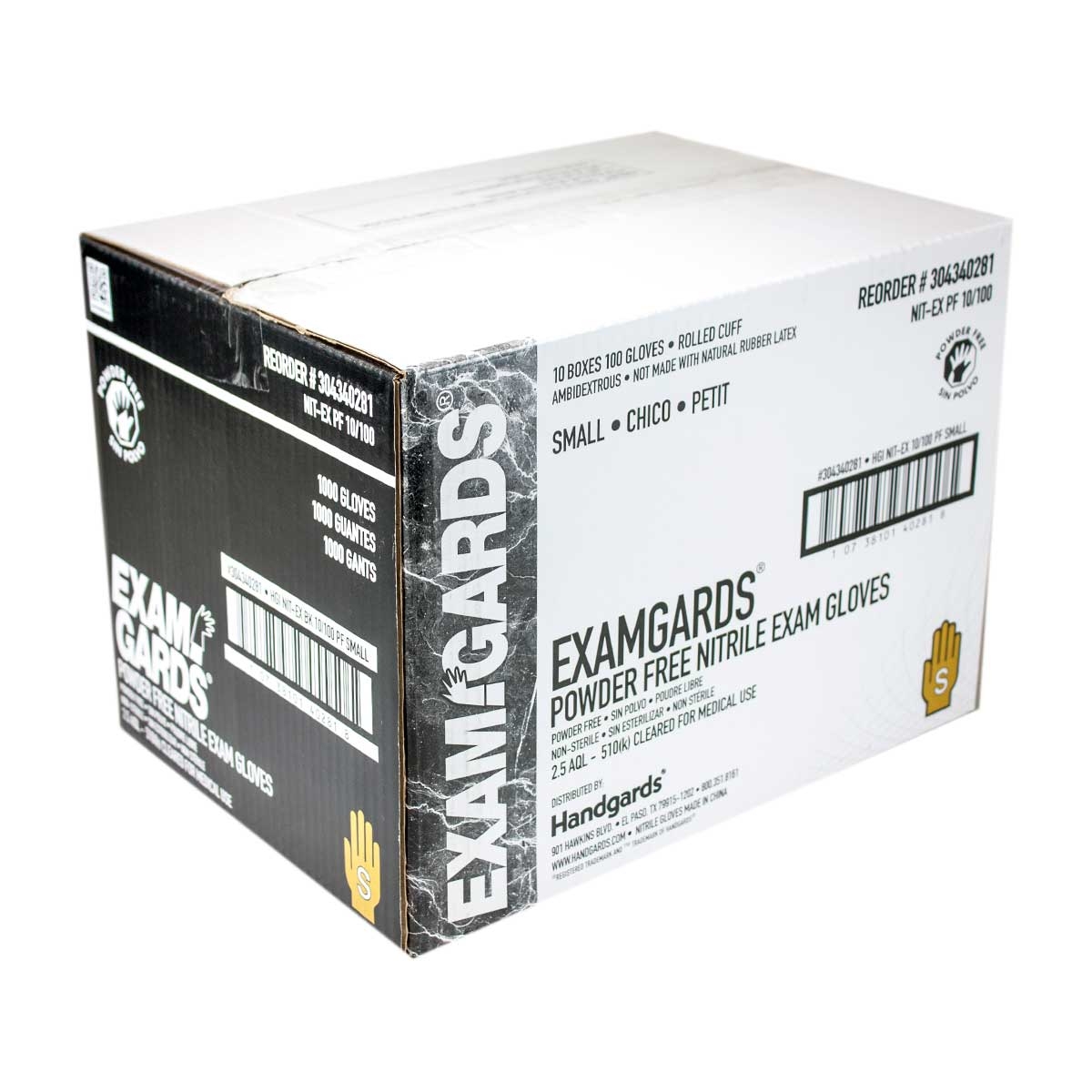 ExamGards Black Small Nitrile Disposable Gloves -- 1000 per case.
