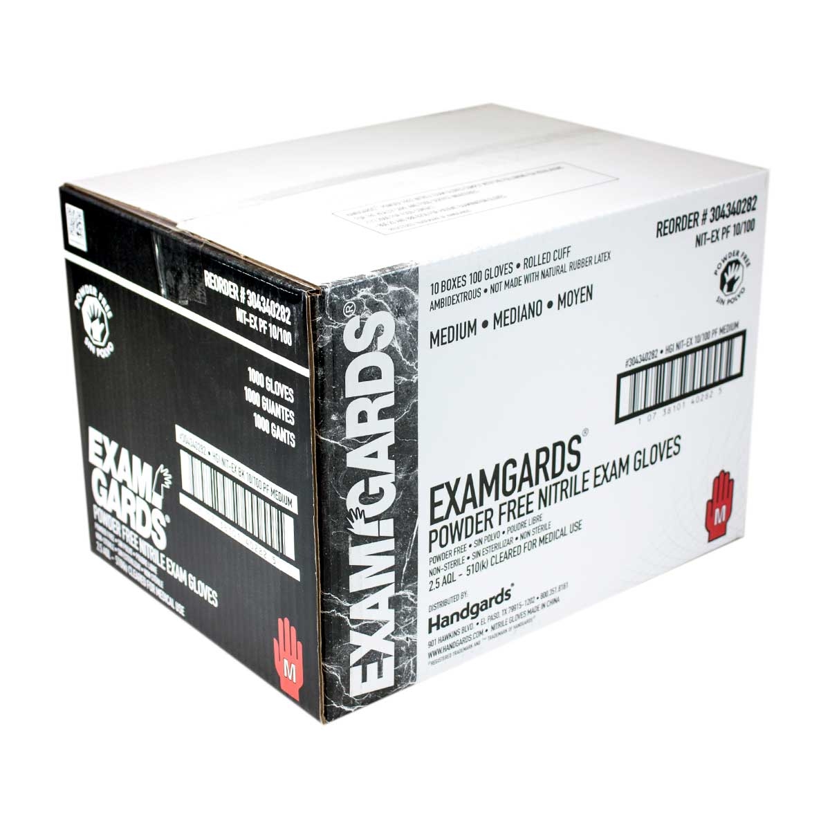ExamGards Black Medium Nitrile Disposable Gloves -- 1000 per case.