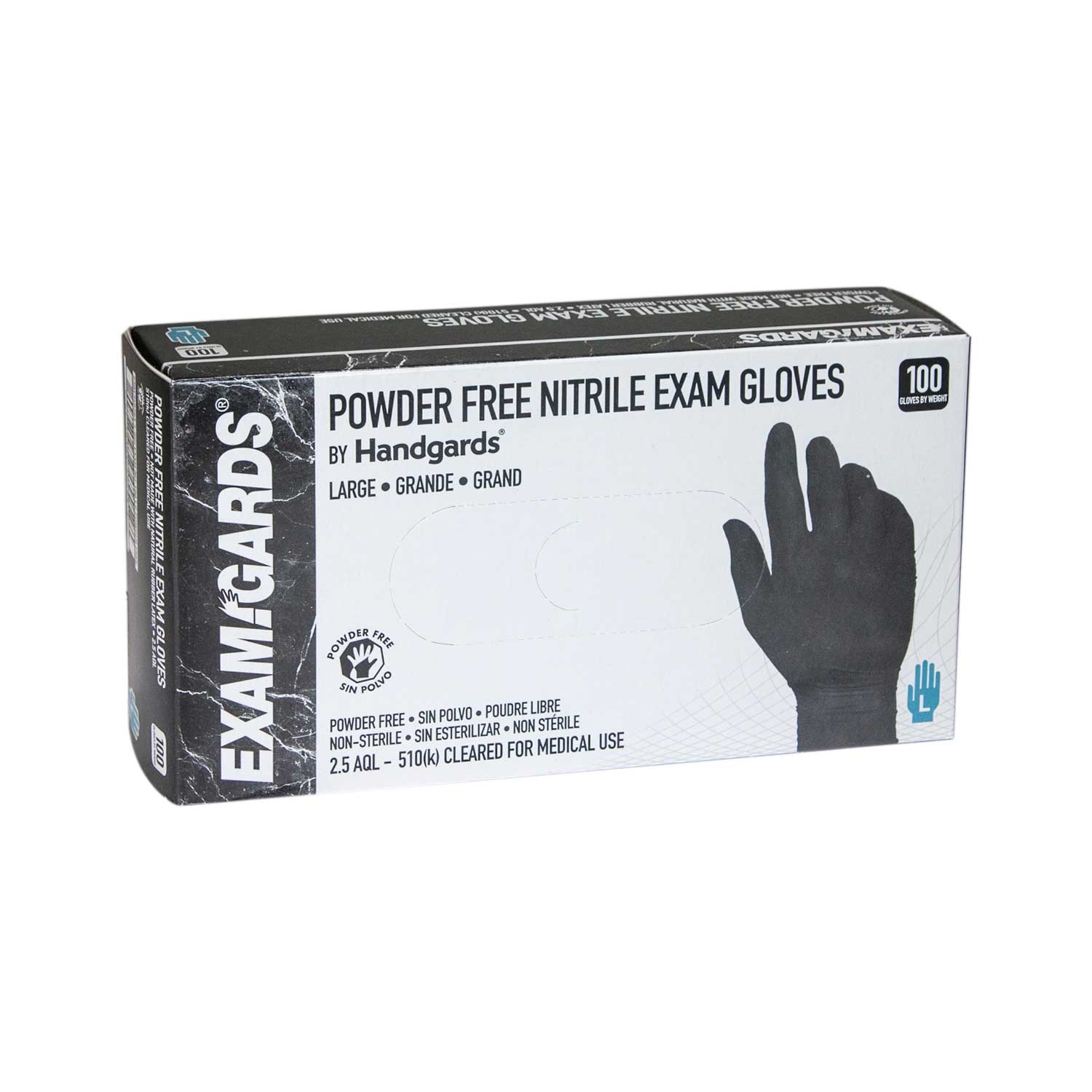 ExamGards Black Large Nitrile Disposable Gloves -- 1000 per case.