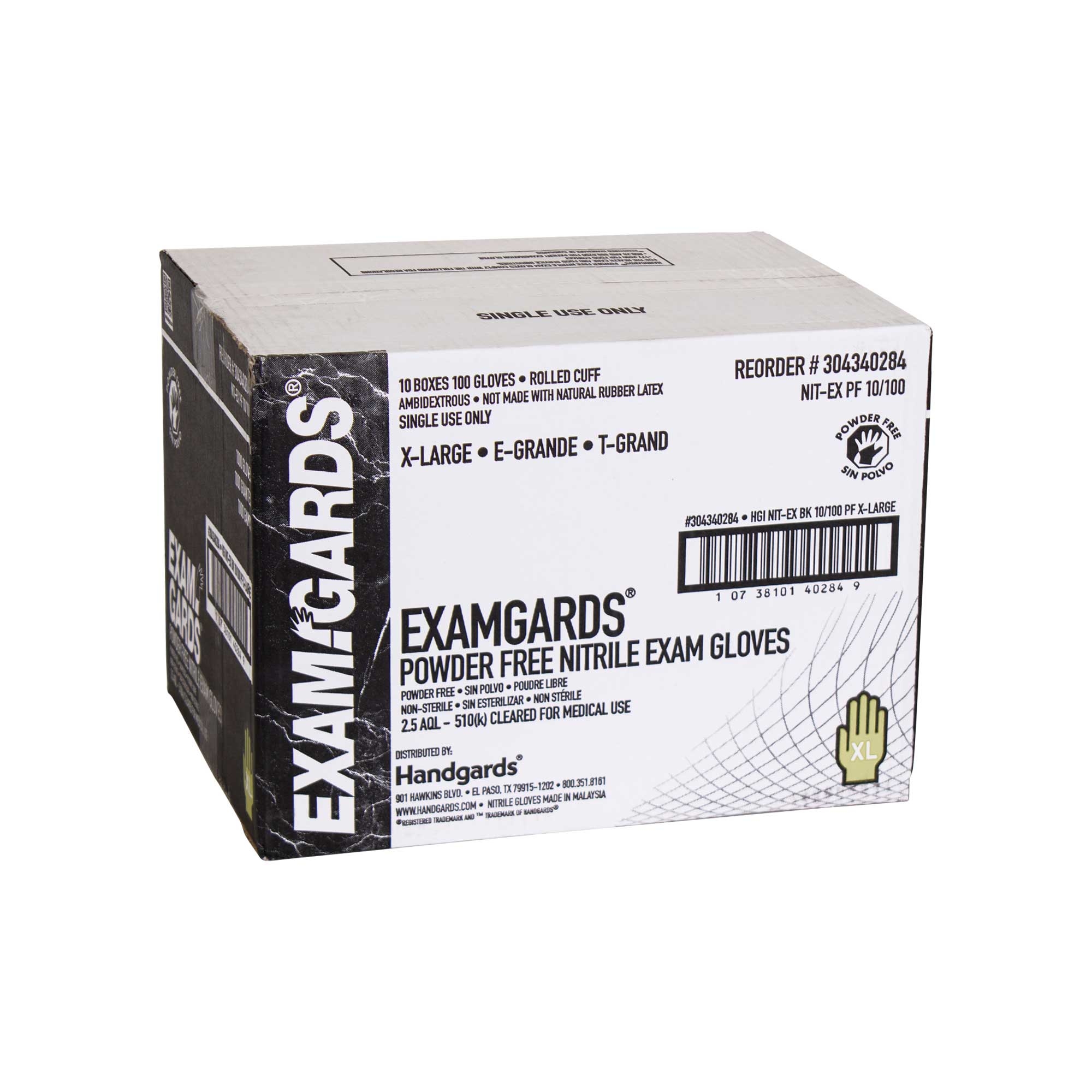 ExamGards Black Extra Large Nitrile Disposable Gloves -- 1000 per case.