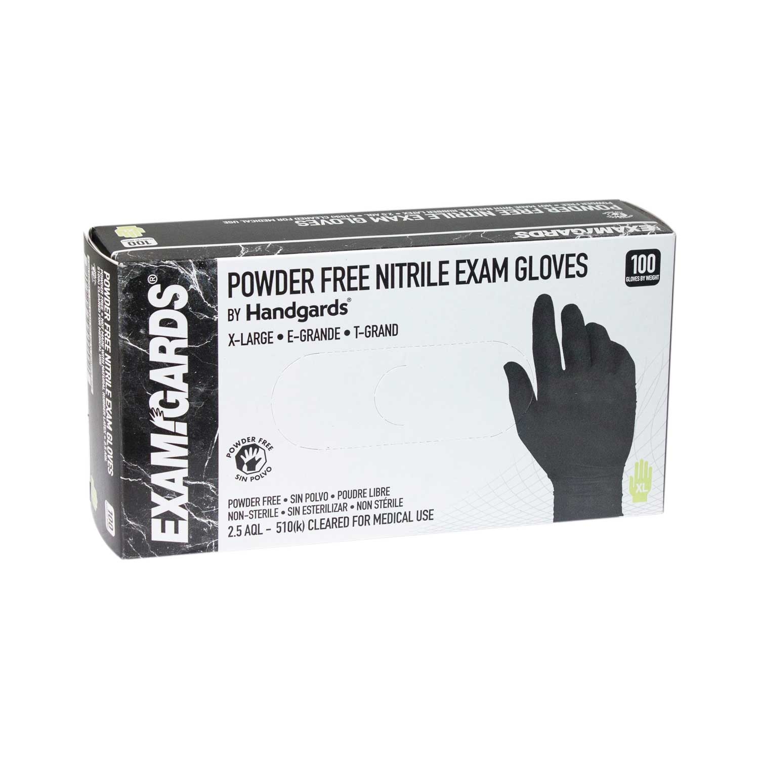 ExamGards Black Extra Large Nitrile Disposable Gloves -- 1000 per case.