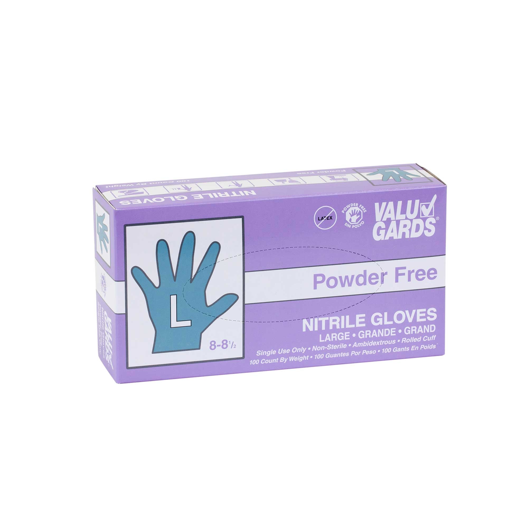 ValuGards Purple Large Disposable Nitrile Gloves -- 1000 per case.