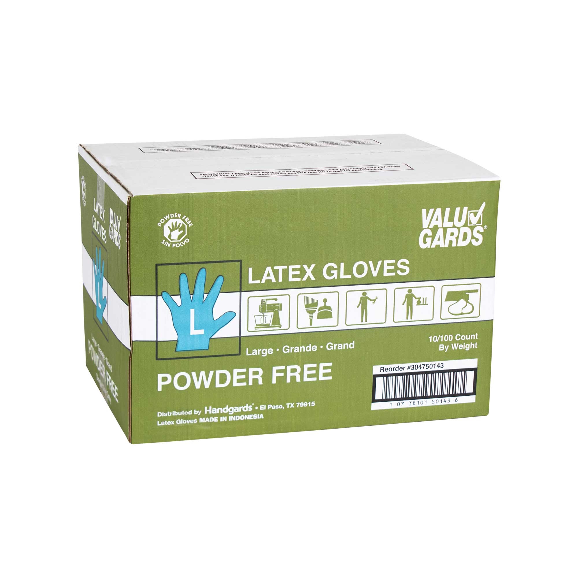 Handgards Eclipse Value Large Latex Glove - 100 per pack -- 10 packs per case.