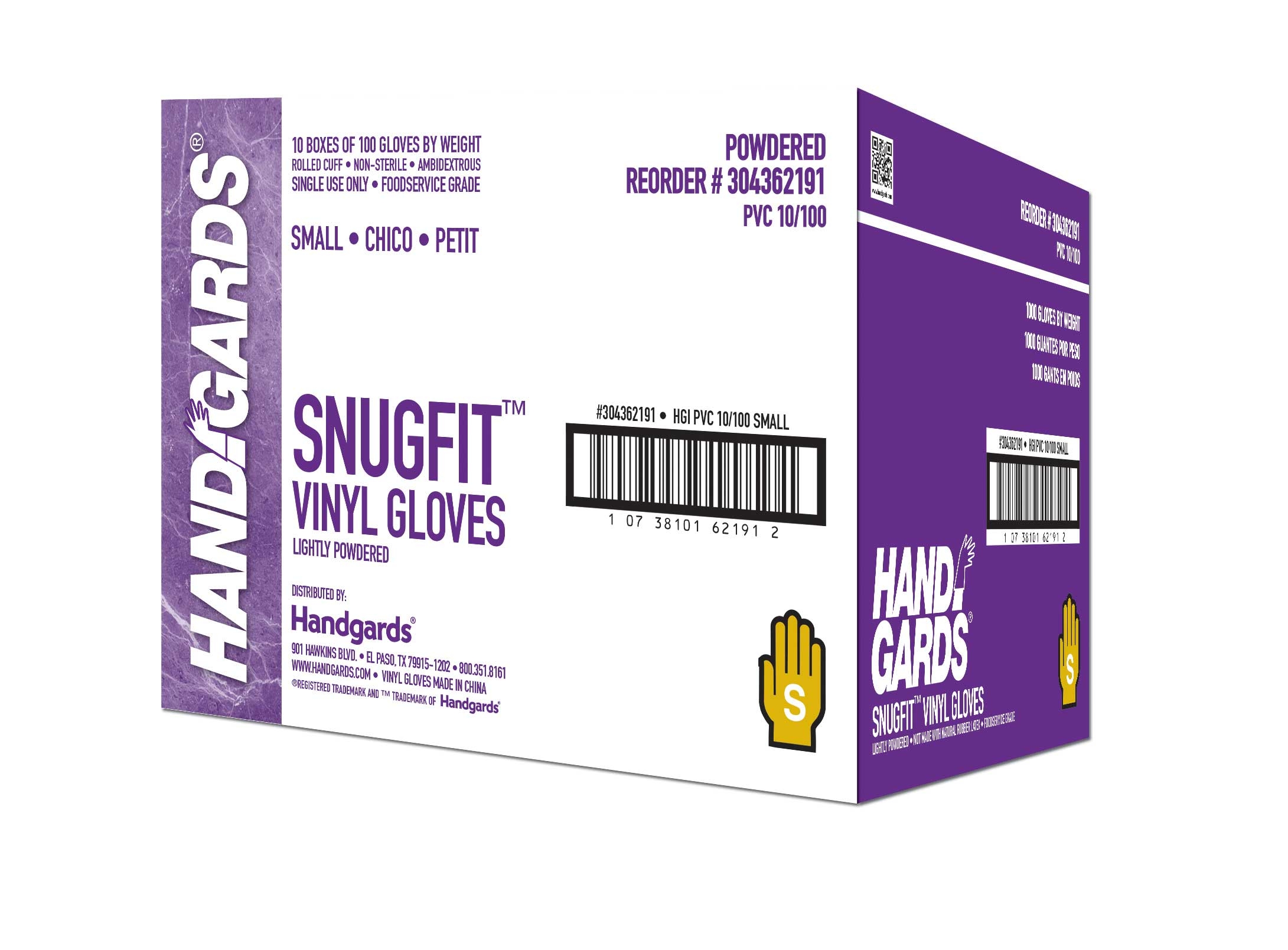 Handgards Disposable Small Powdered Vinyl Gloves, 10 Case --- 100 Each