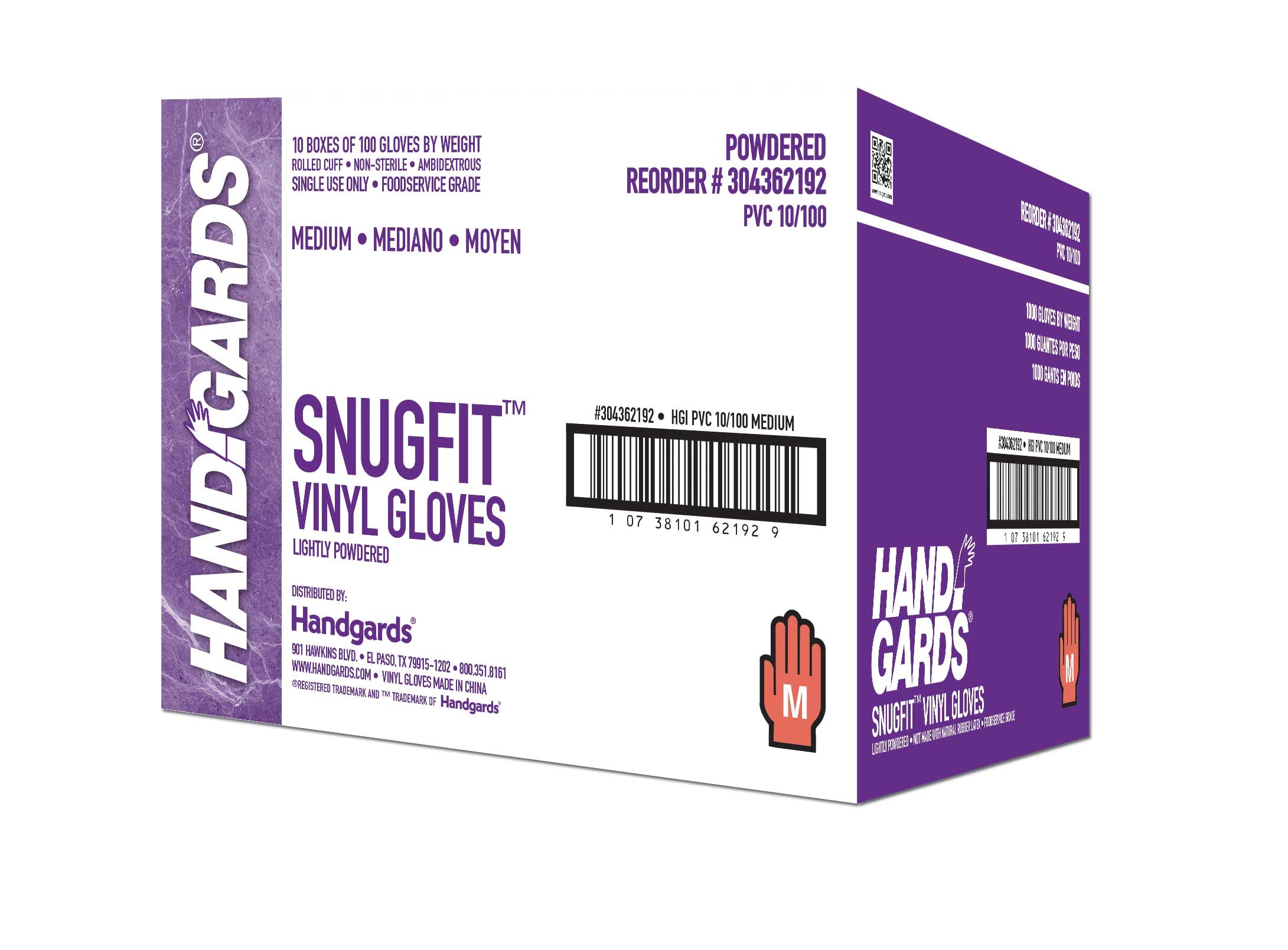 Handgards Disposable Medium Powdered Vinyl Gloves, 10 Case --- 100 Each