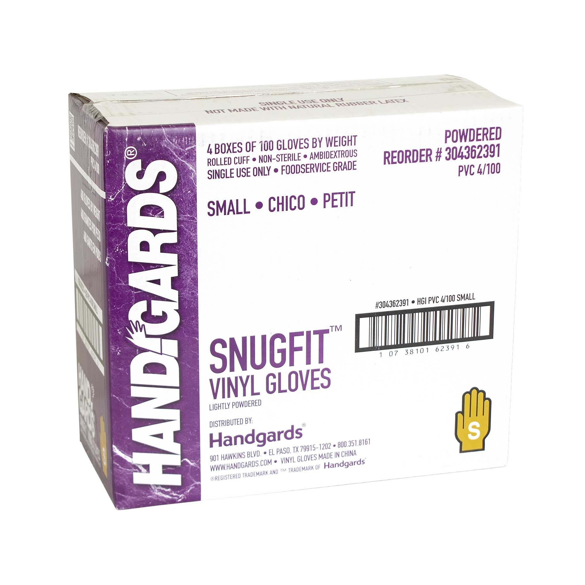 Handgards Disposable Small Powdered Vinyl Gloves, 4 Case --- 100 Each