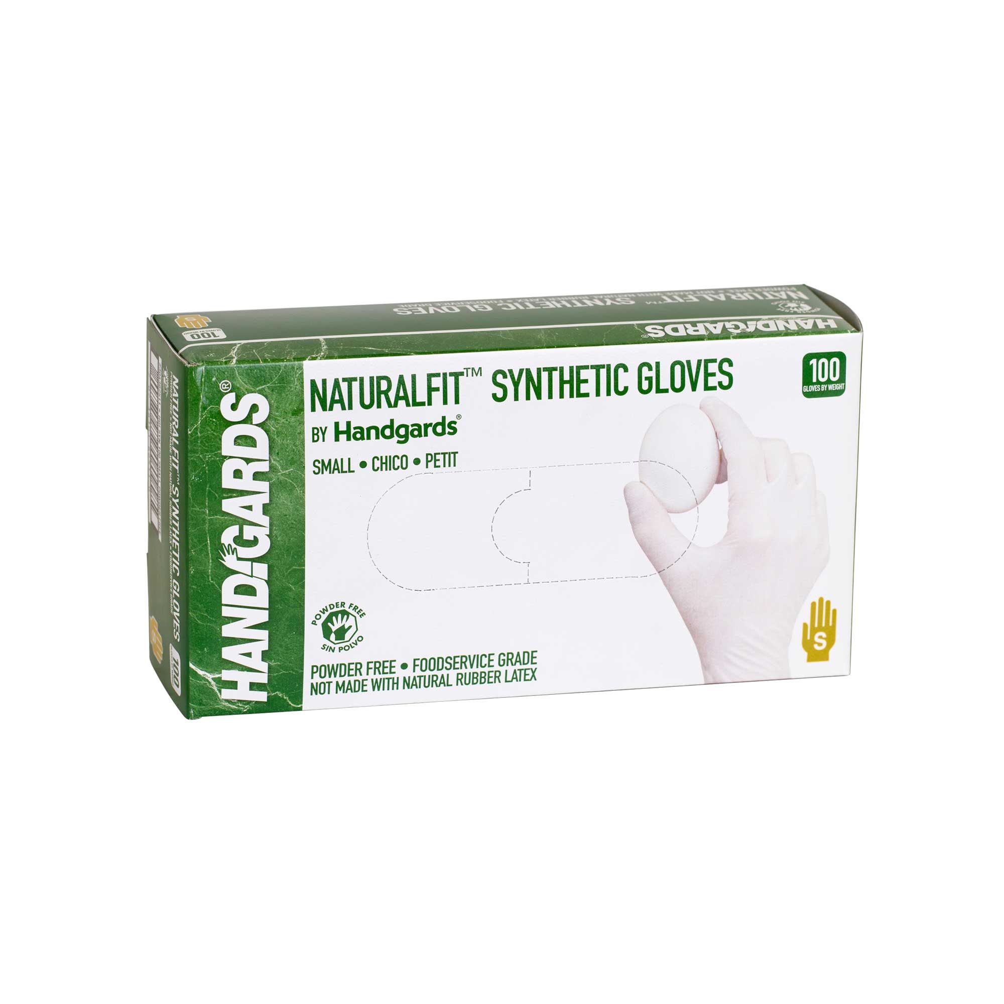 Handgards Small Powder-free Naturalfit Synthetic Disposable Glove, 100 Count -- 4 Per Case