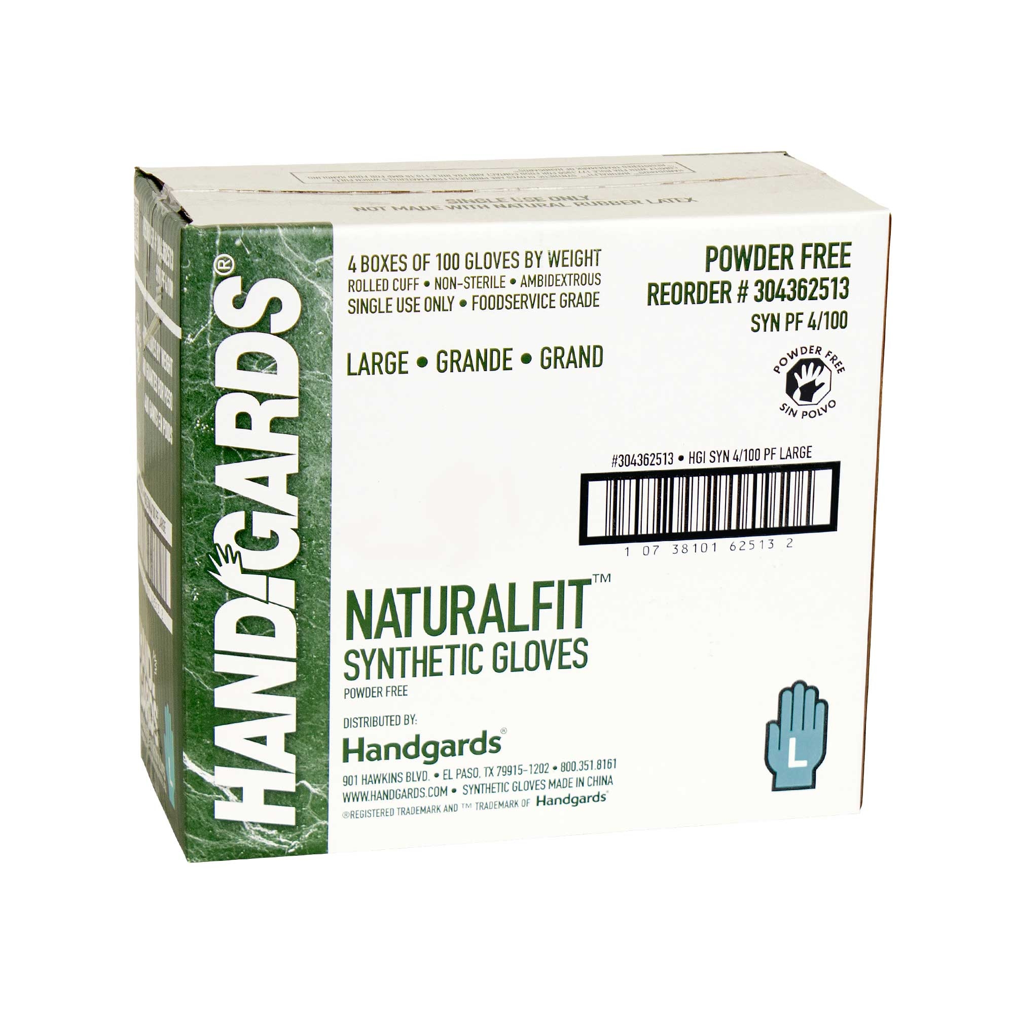 Glove (NaturalFit Synthetic Disposable Glove-Powder-Free) Large, 4 Case --- 100 Count