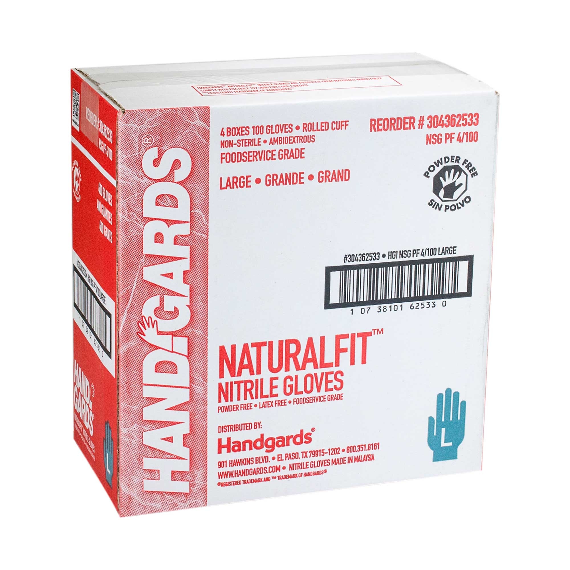 HandGards Nitrile Large Blue Disposable Glove -- 400 per case.