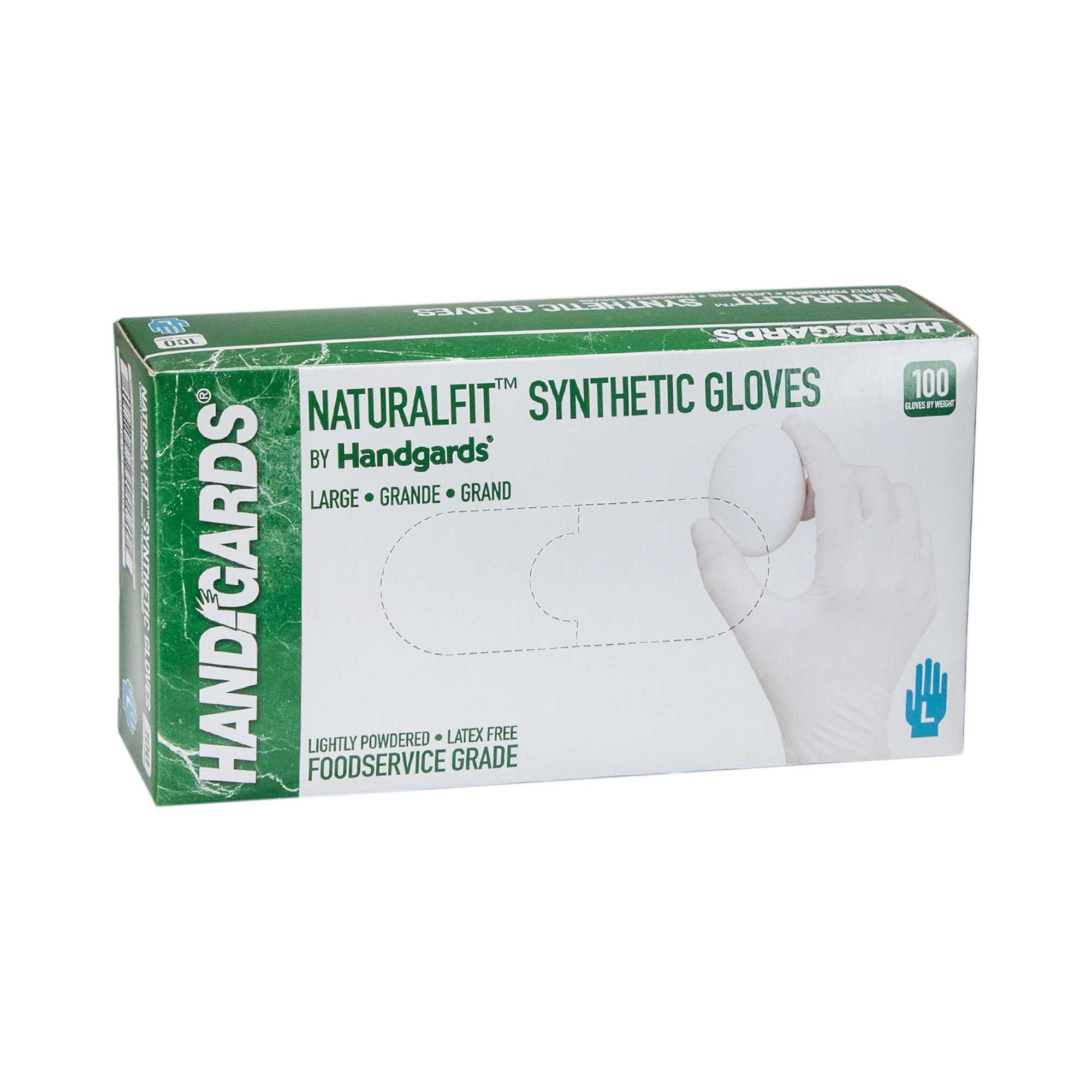 Handgards Large Naturalfit Synthetic Disposable Glove, 100 Count -- 10 Per Case