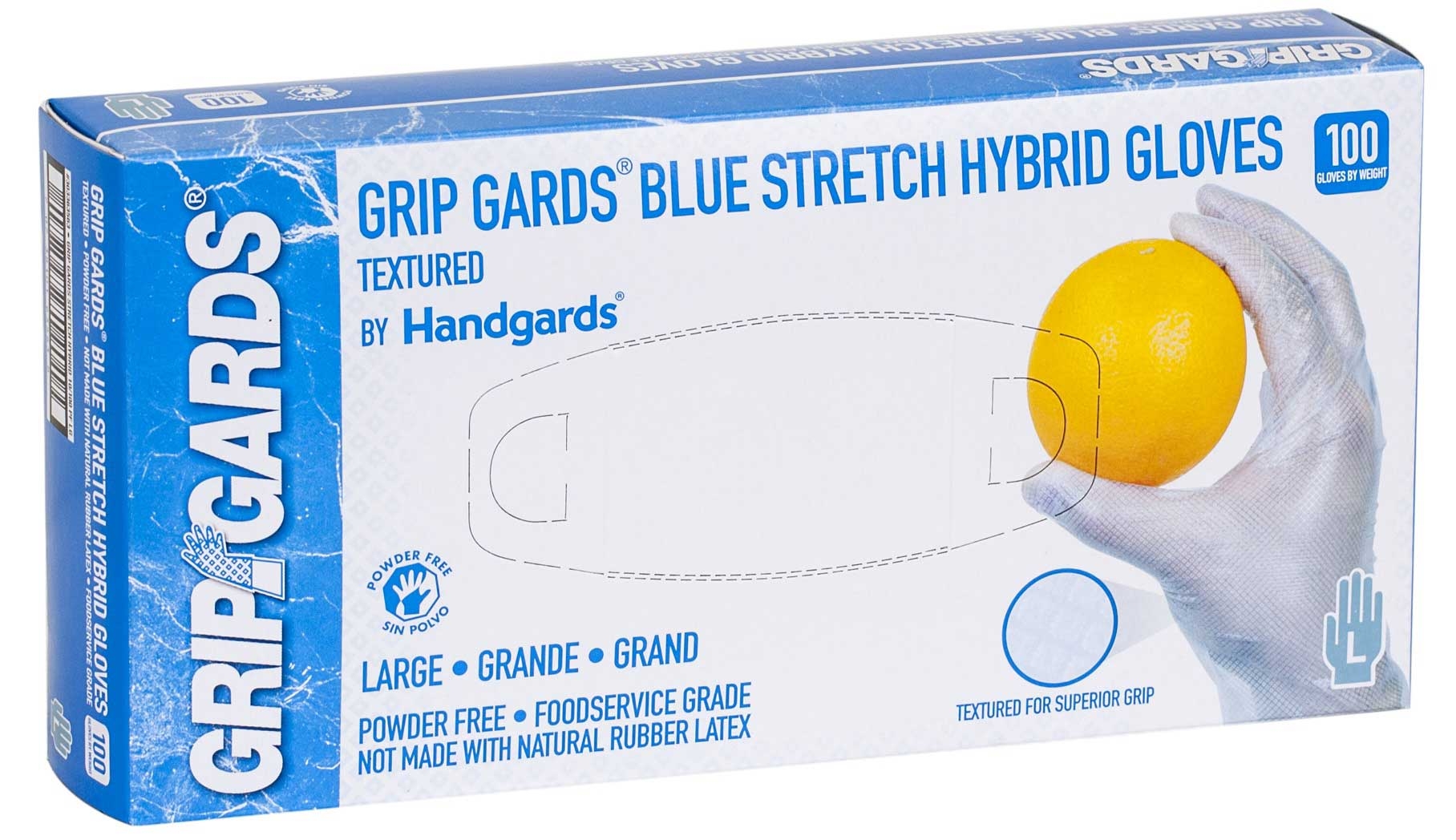 Grip Gards Blue Large Stretch Hybrid Gloves, 100 count per pack -- 10 per case.