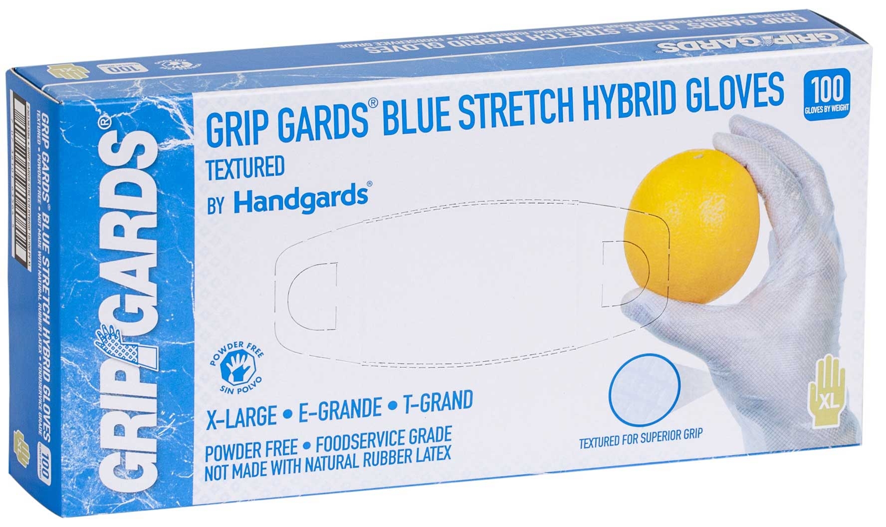 Grip Gards Blue Extra Large Stretch Hybrid Gloves, 100 count per pack -- 10 per case.