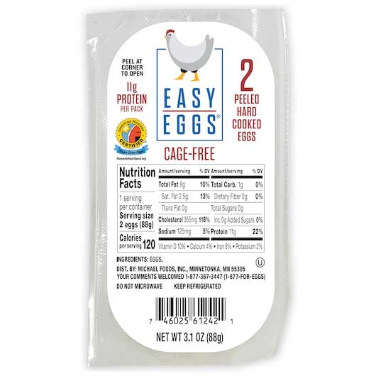 Easy Eggs Cage Free Peeled Hard Cooked Eggs - 2 count per pack -- 14 packs per case