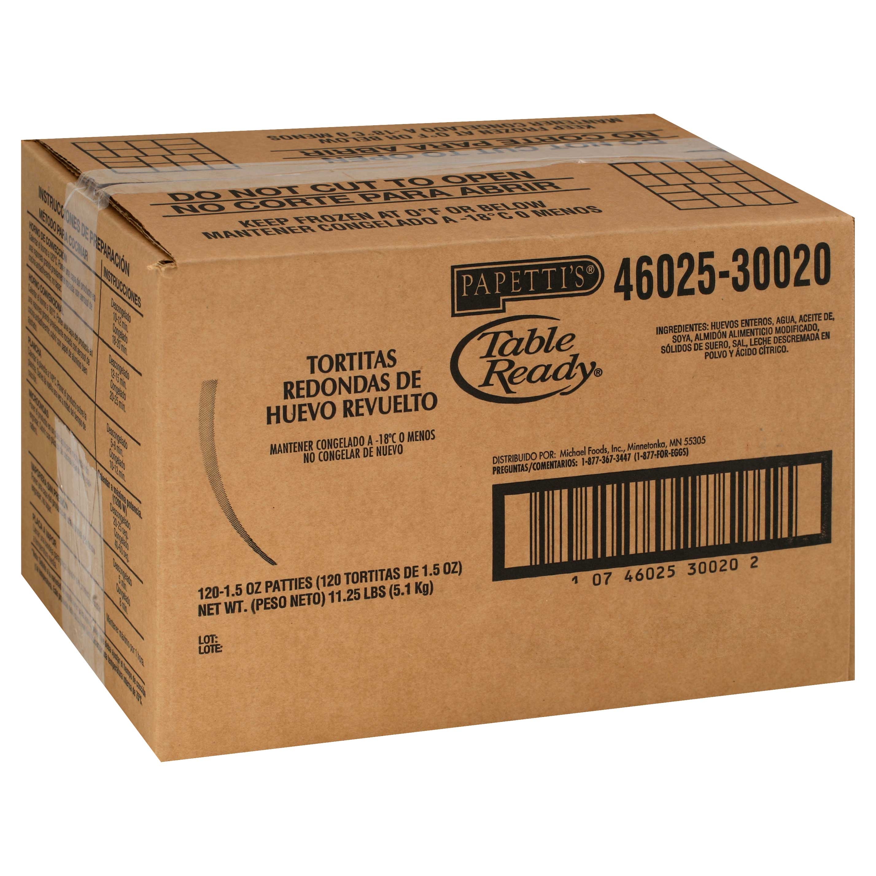 Michael Foods Papettis Plain Round Scrambled Egg Patty, 1.5 Ounce -- 120 per case.