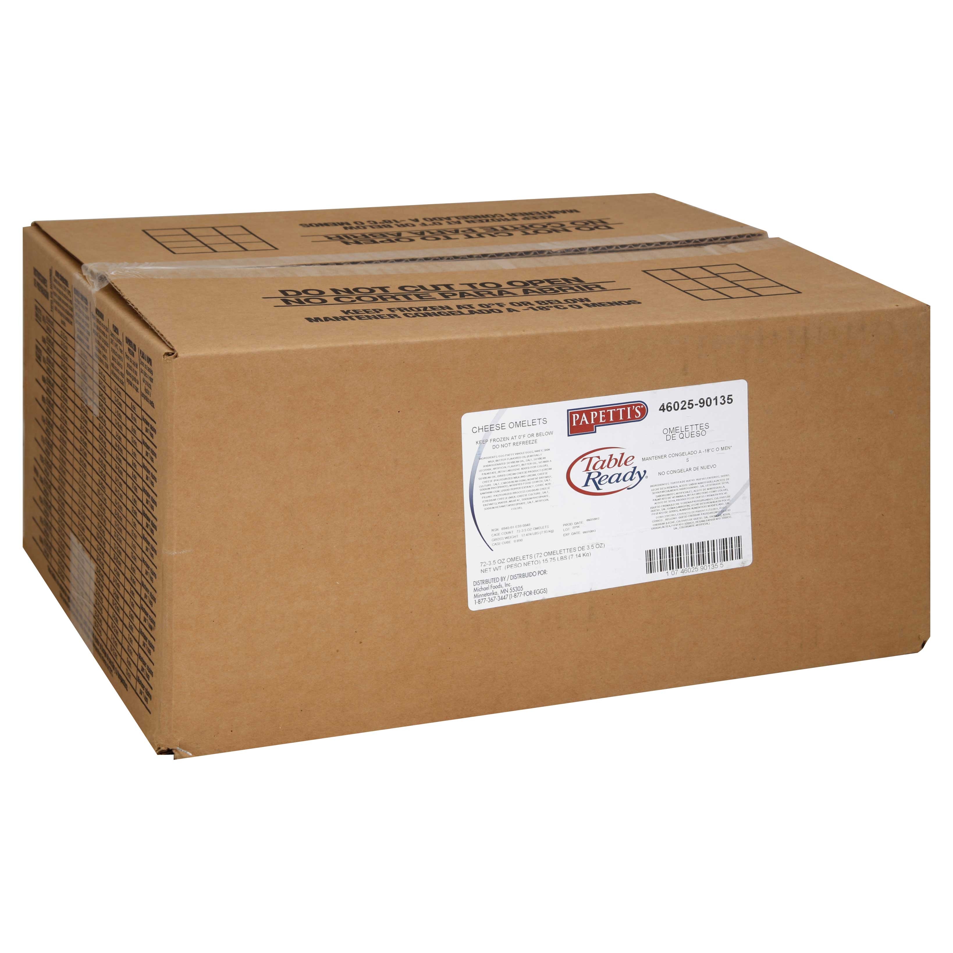 Michael Foods Papettis Cheddar Cheese Omelet, 3.5 Ounce -- 72 per case.