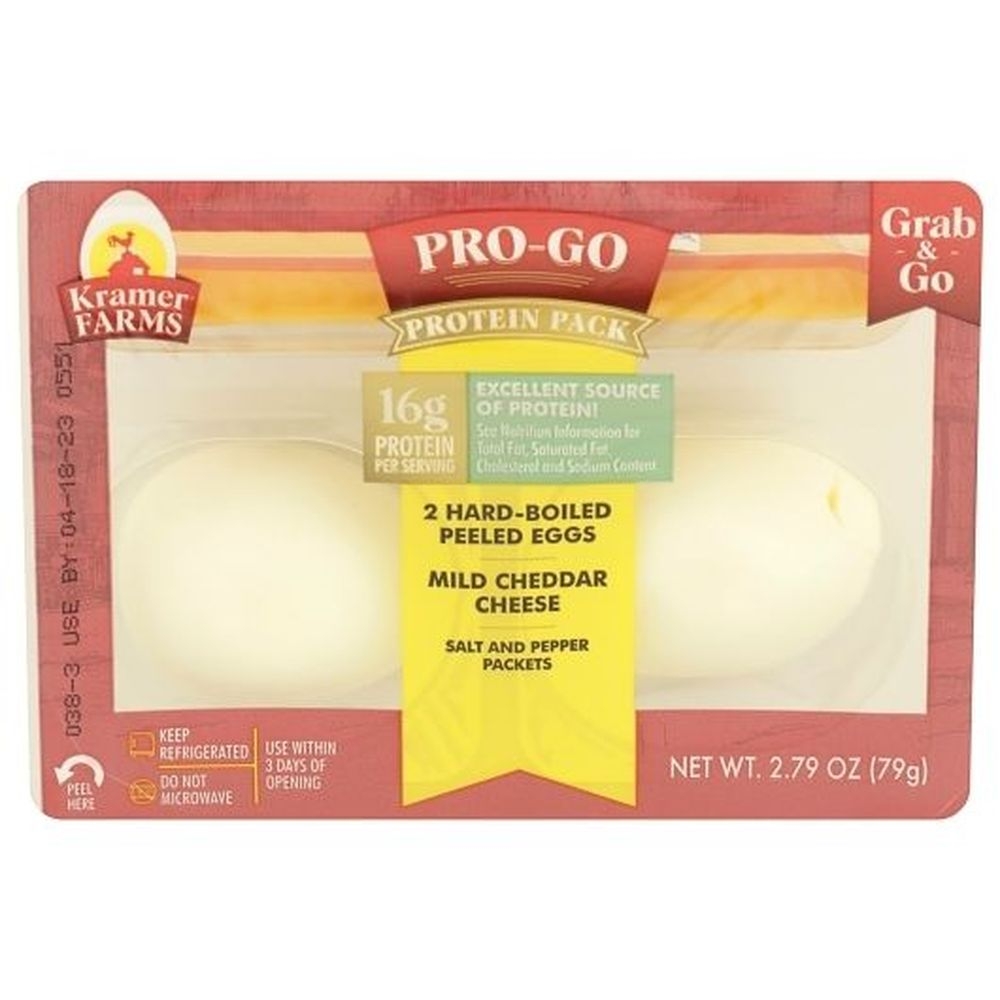 Kramer Farms Pro-Go Protein Hard-Boiled Peeled Eggs and Cheese, 2.79 Ounce - 12 per case