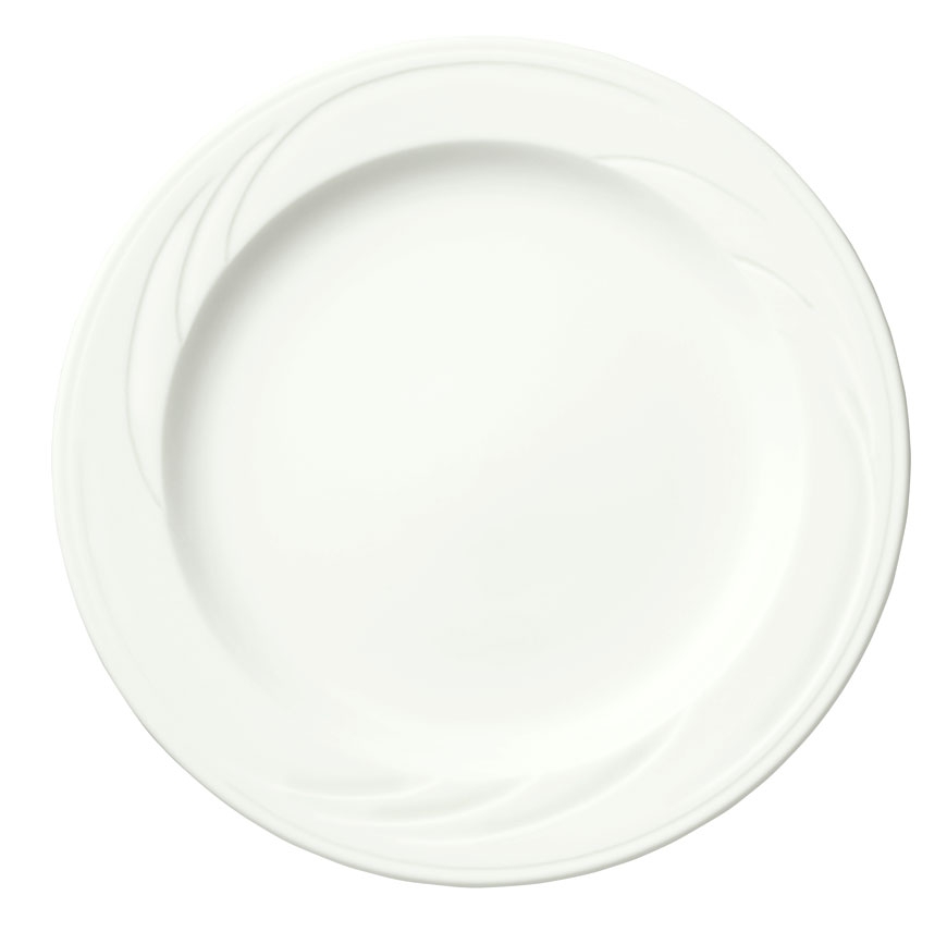 Syracuse China Elan Royal Rideau Medium Rim Footed Plate, 9 inch -- 12 per case.