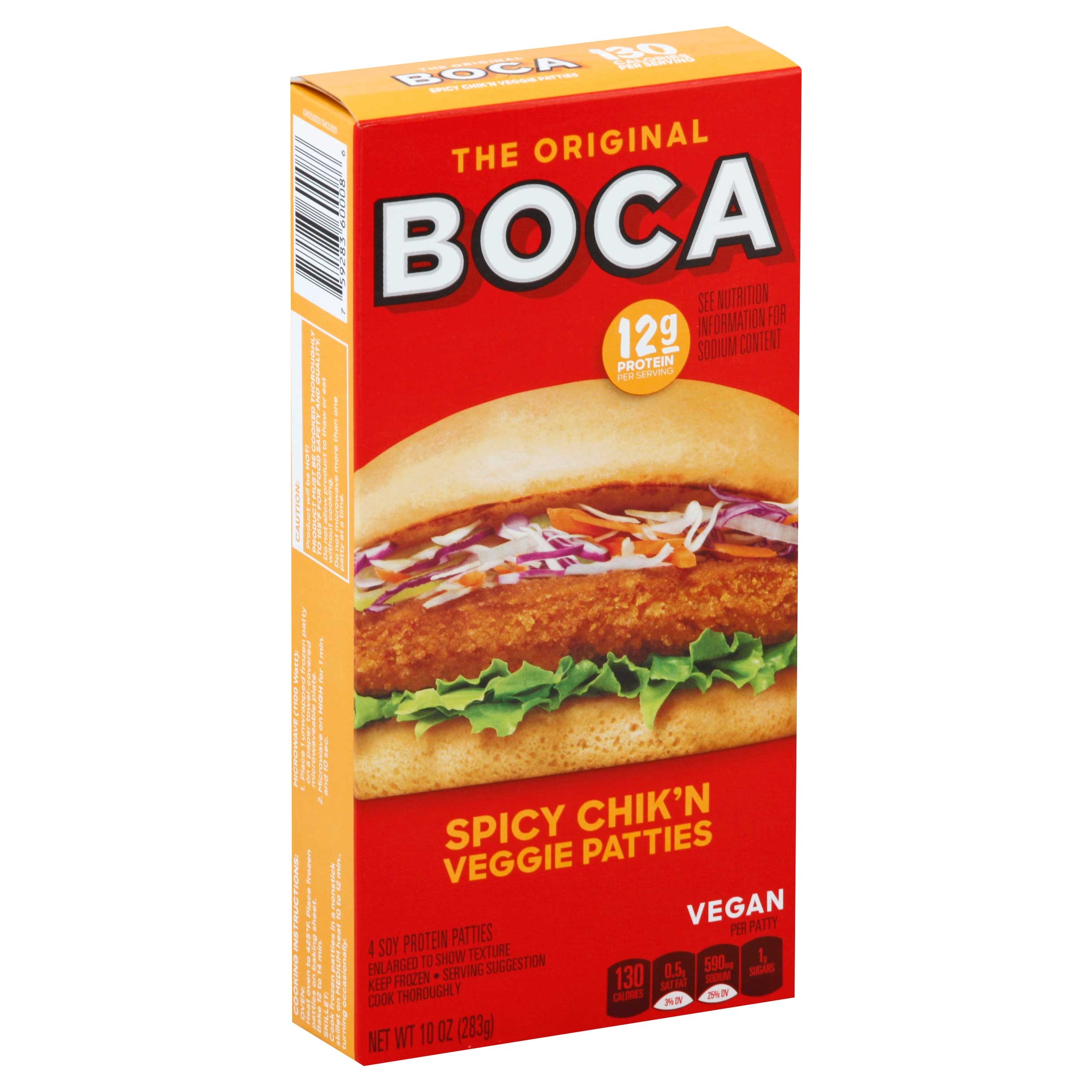 Boca Spicy Chick'n Veggie Patties, 10 ounce -- 12 per case