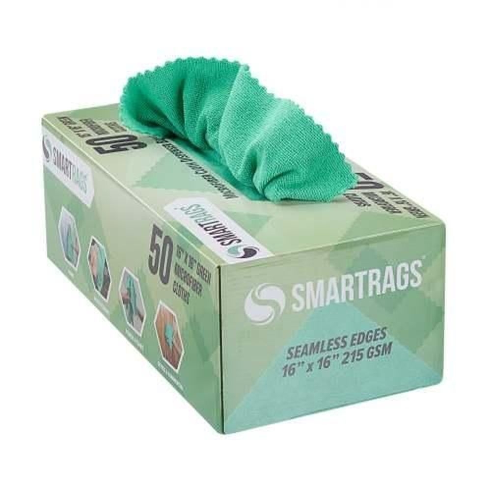 SmartRags Green 215 GSM xL Microfiber Towel, 16 x 16 inch -- 50 per case.