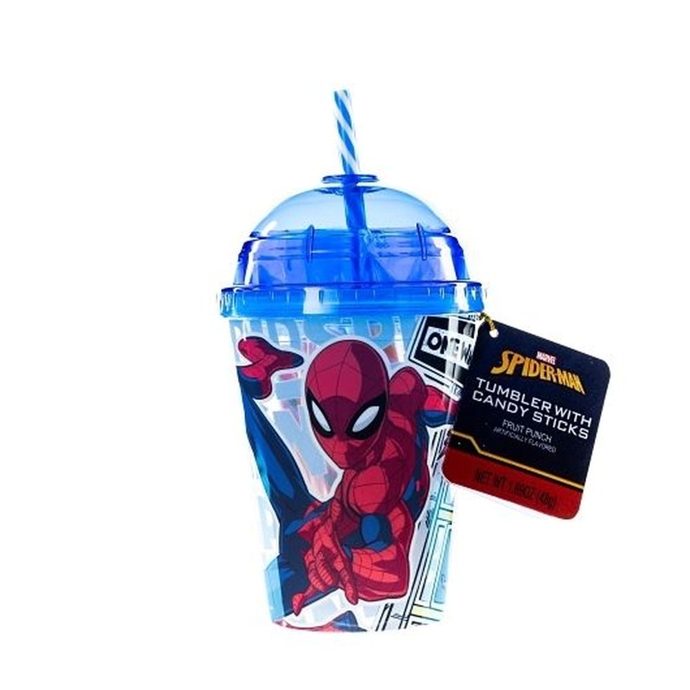 Galerie Spiderman Street Signs Mini Dome Tumbler with Candy Sticks, 1.69 Ounce - 6 per case