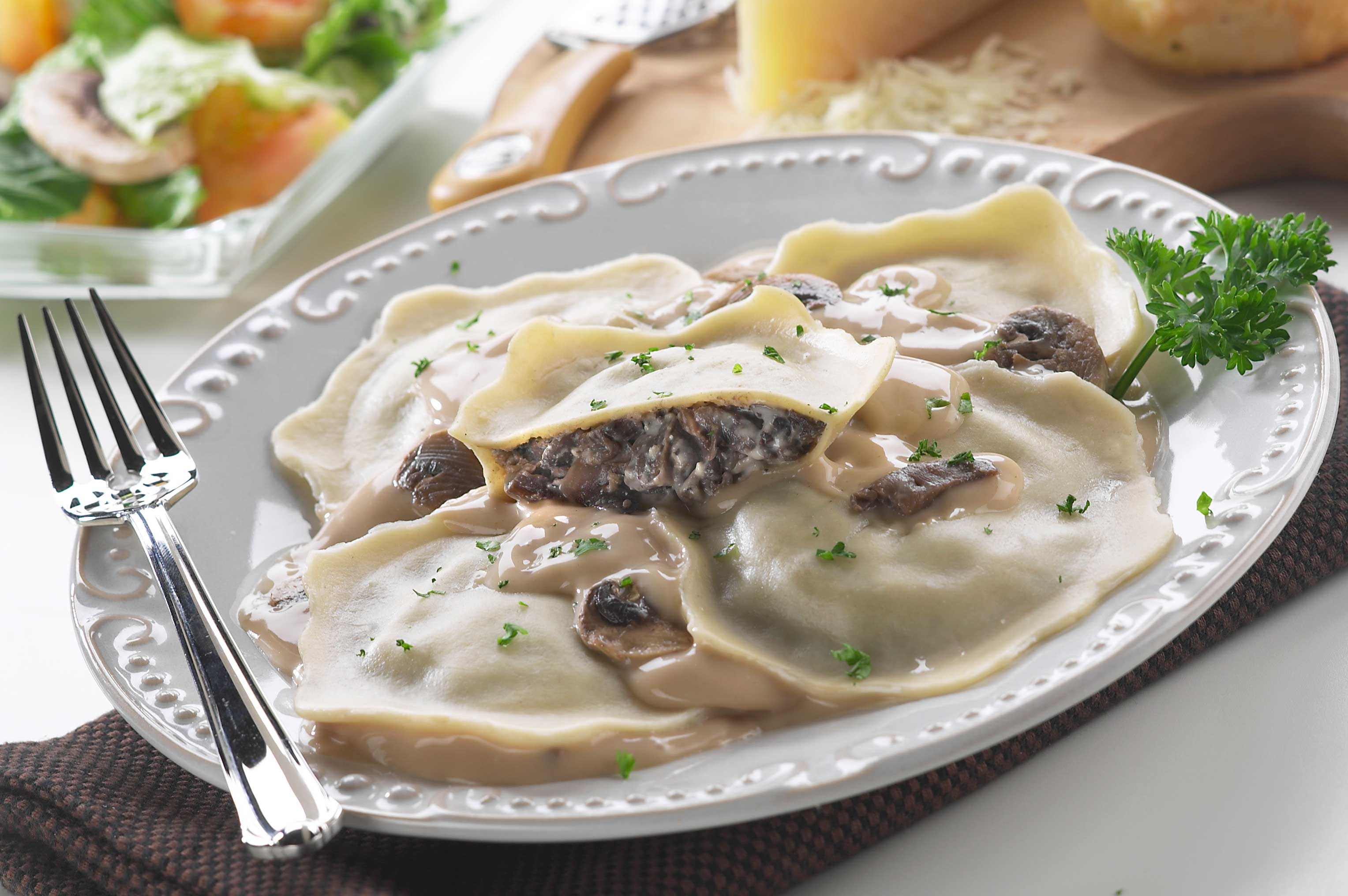 San Rallo Wavy Hexagon Portabello Mushroom Ravioli, 6 Pound.
