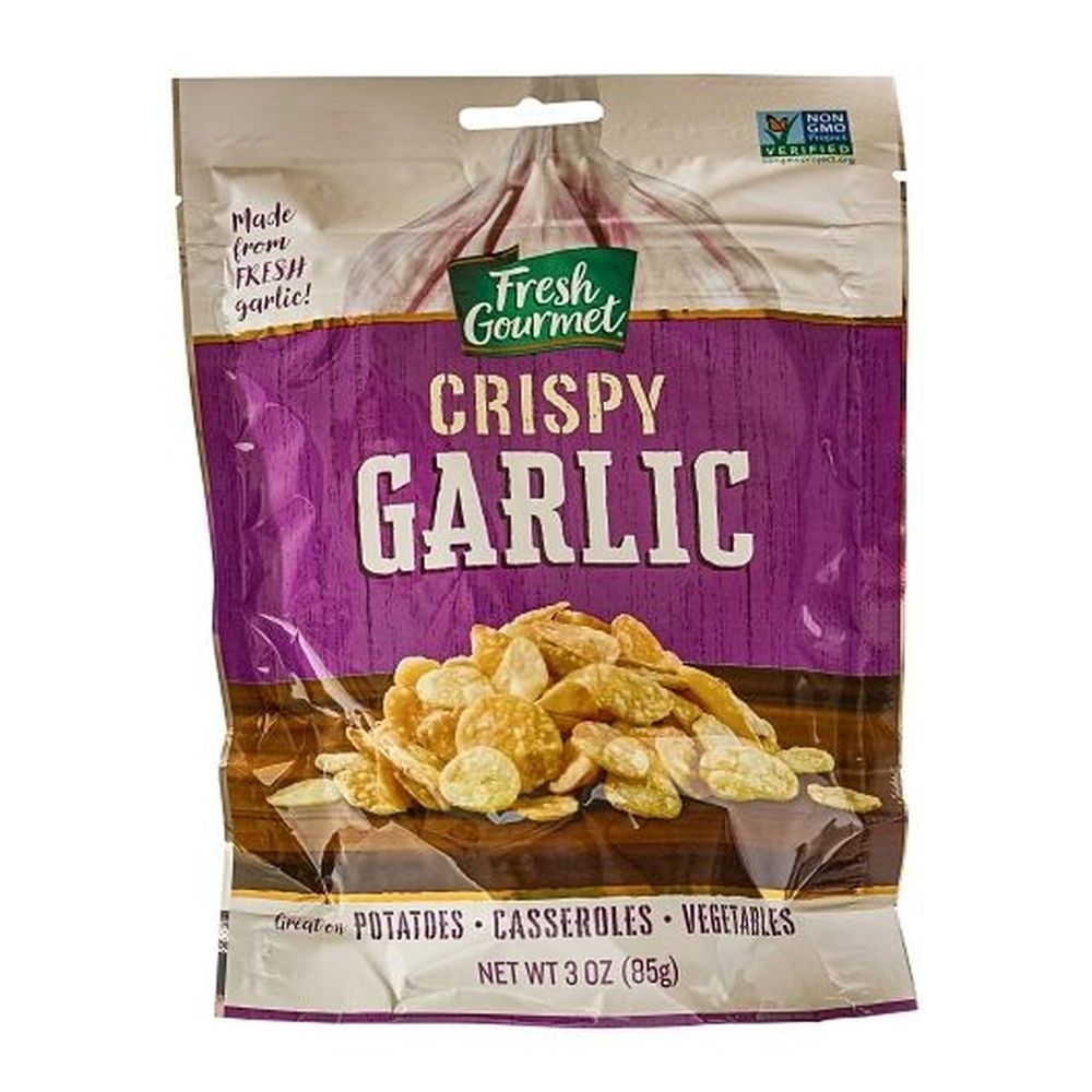 Fresh Gourmet Crispy Roasted Garlic Salad Topping, 3 Ounce Bag -- 12 per case
