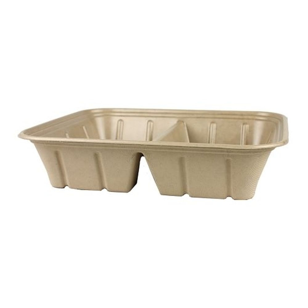 World Centric Plant Fiber 2 Compartment Half Size Catering Tray, 25 count - 8 per case
