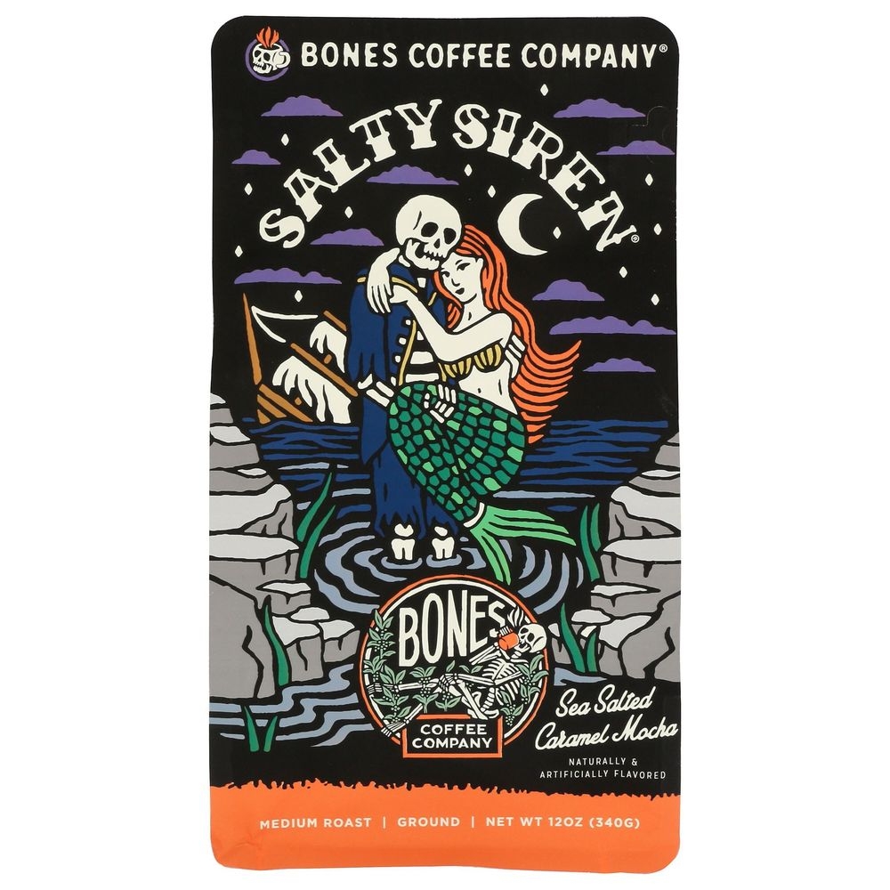 Bones Coffee Company Salty Siren Medium Roast Ground Coffee, 12 Ounce -- 12 per case