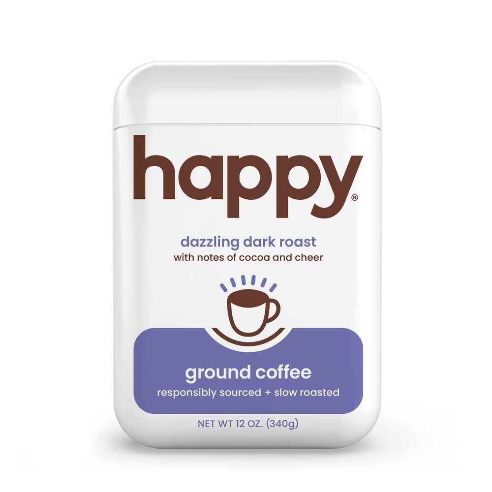 Happy Dazzling Dark Roast Ground Coffee, 12 Ounce -- 6 per case
